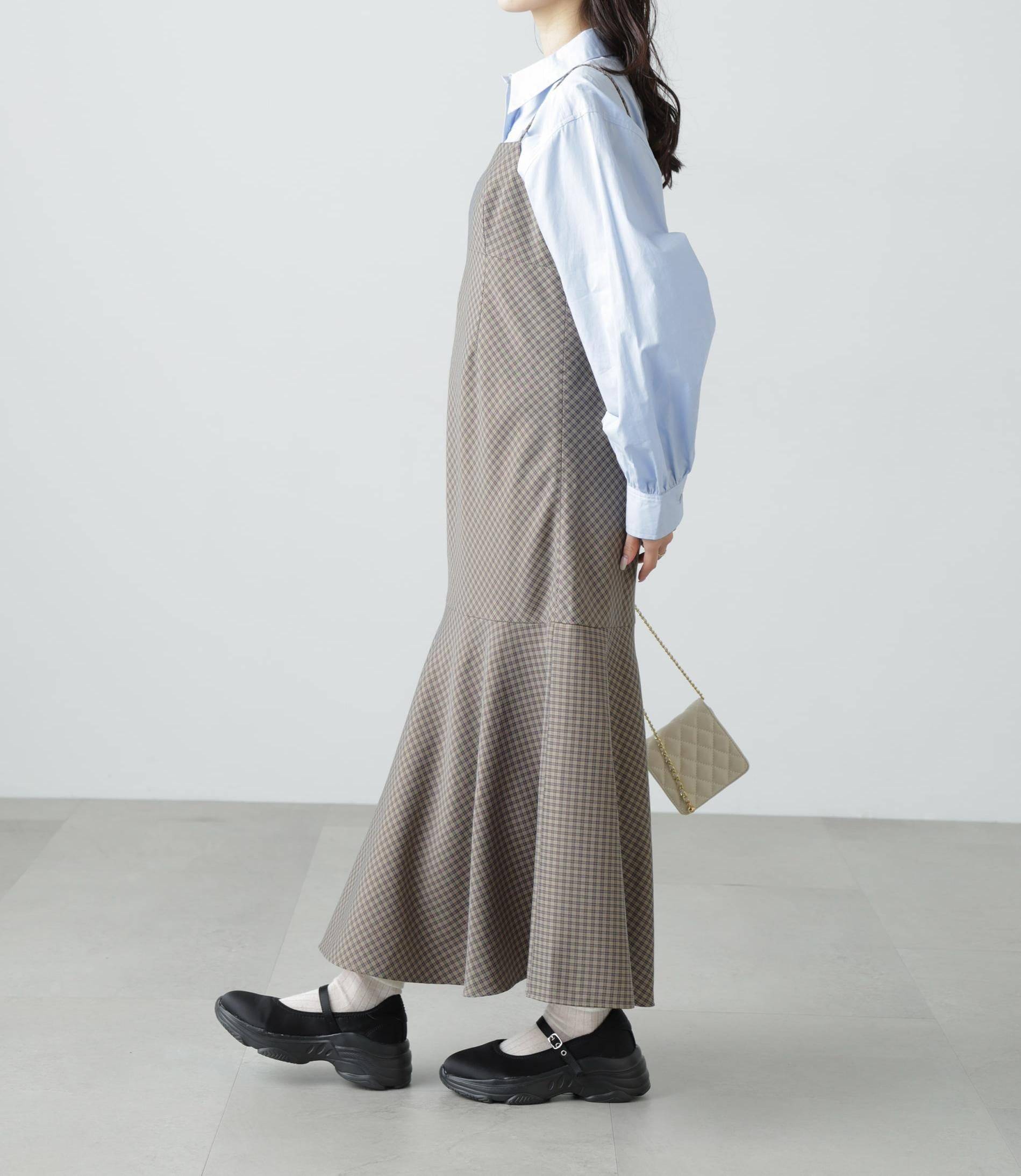 2ストラップマーメイドキャミワンピース ブラウンベース1