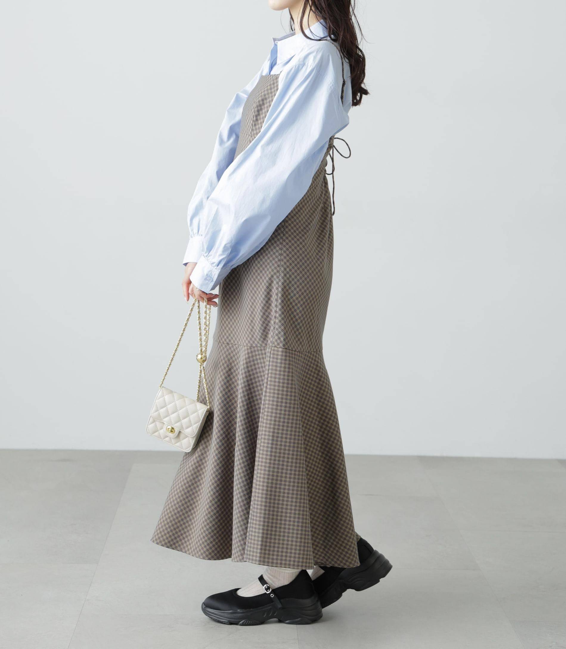 2ストラップマーメイドキャミワンピース ブラウンベース1