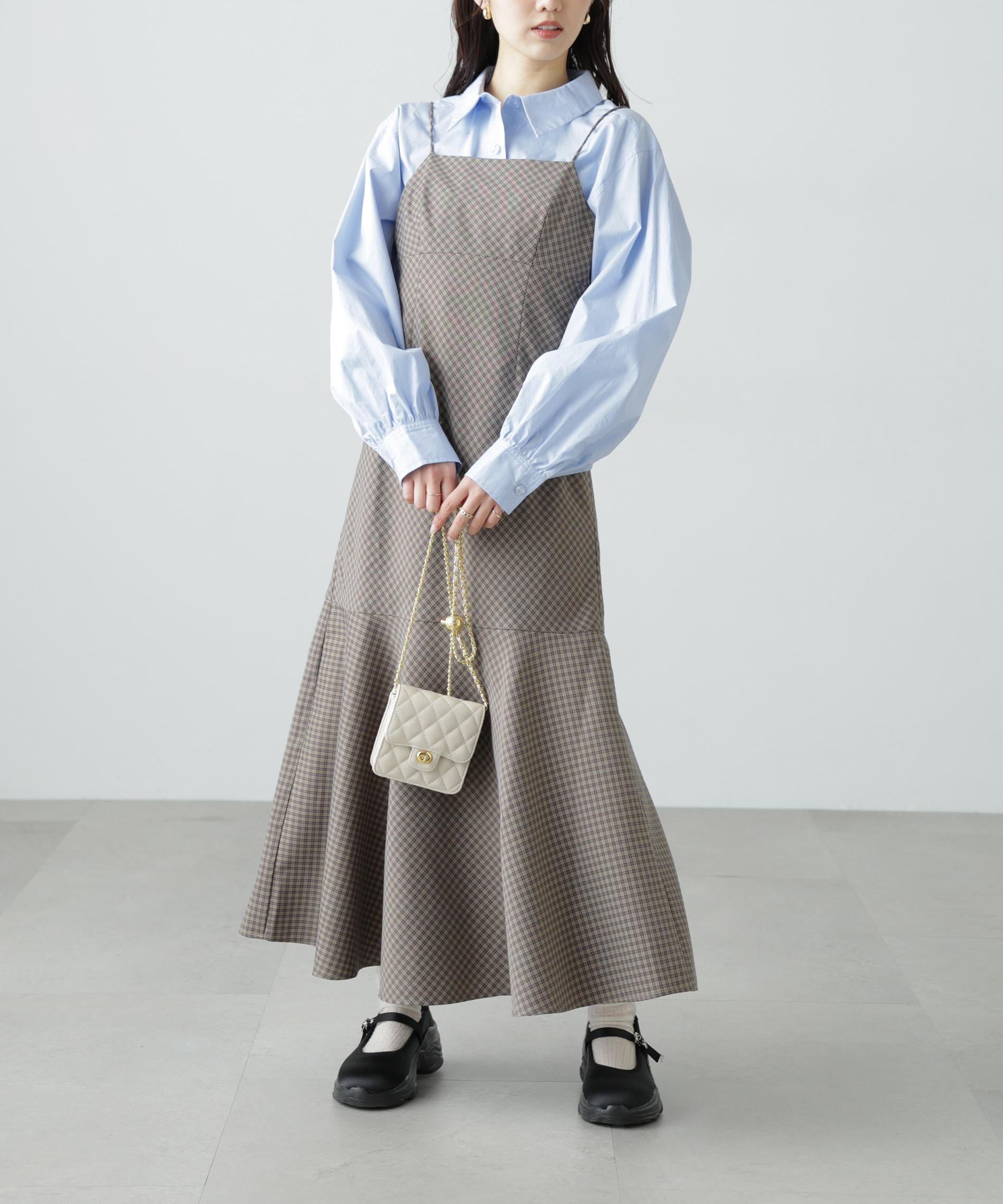 2ストラップマーメイドキャミワンピース ブラウンベース1