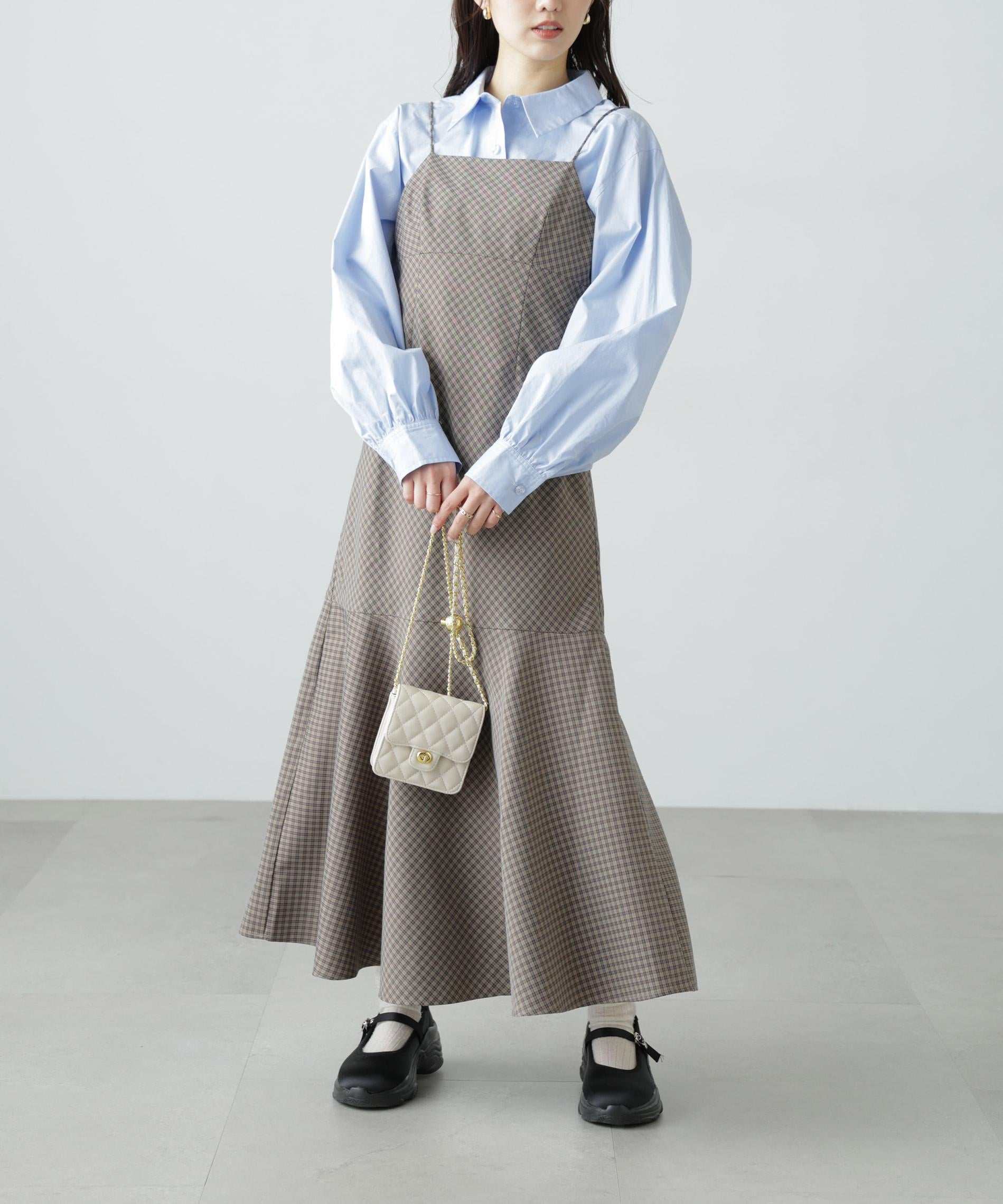 2ストラップマーメイドキャミワンピース ブラウンベース1