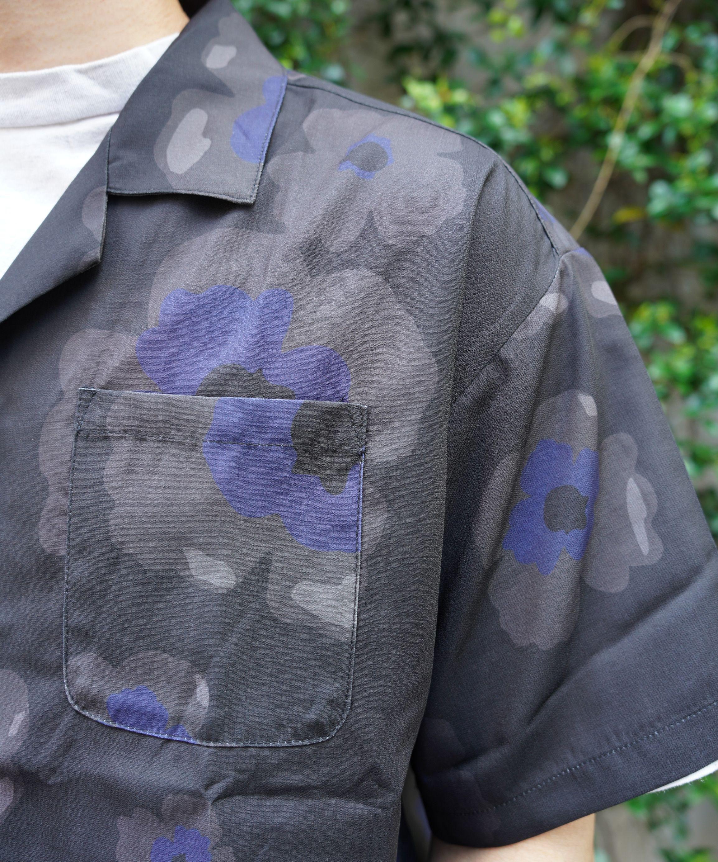 B omnivore/ビーオムニボー FLOWER S/S SHIRT ブラック
