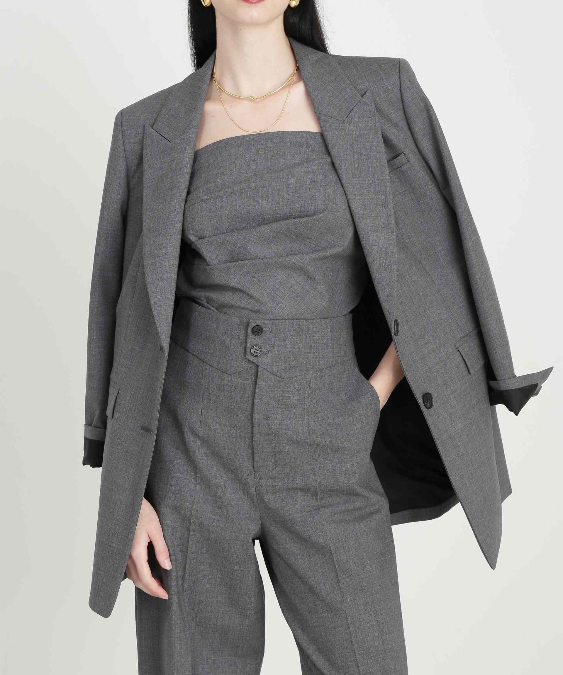 ◆セットアップベルテッドジャケット グレー