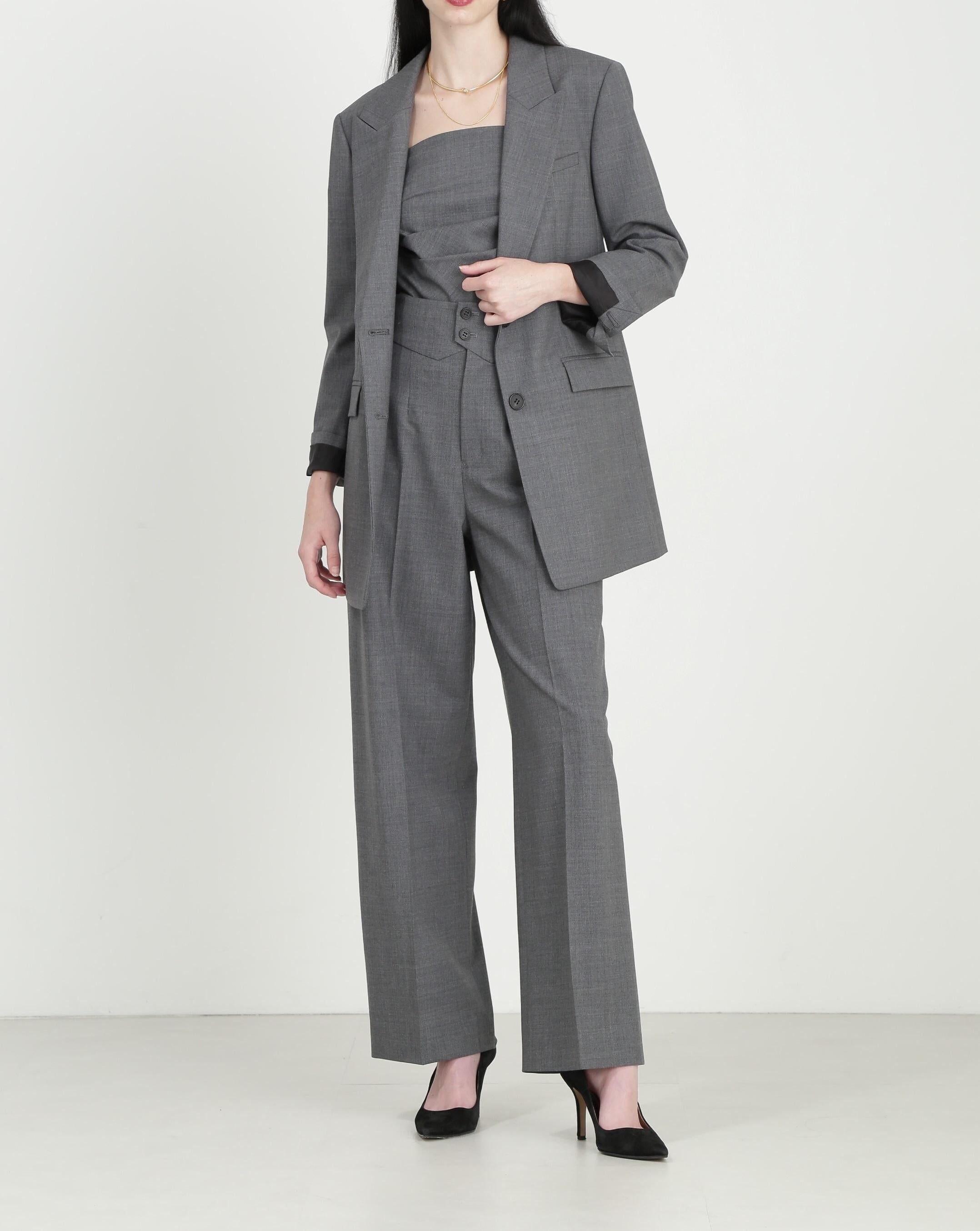 ◆セットアップベルテッドジャケット グレー