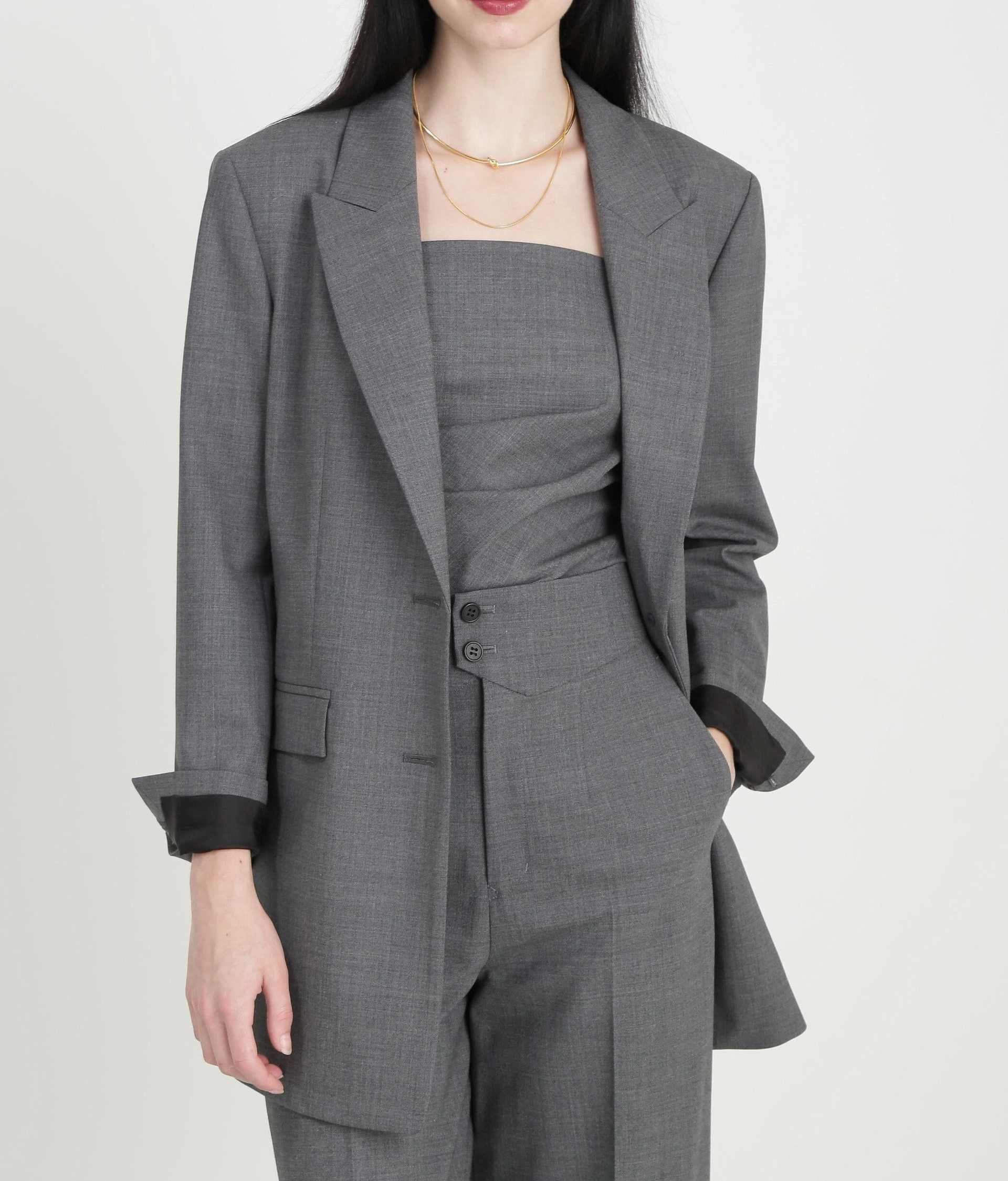 ◆セットアップベルテッドジャケット グレー