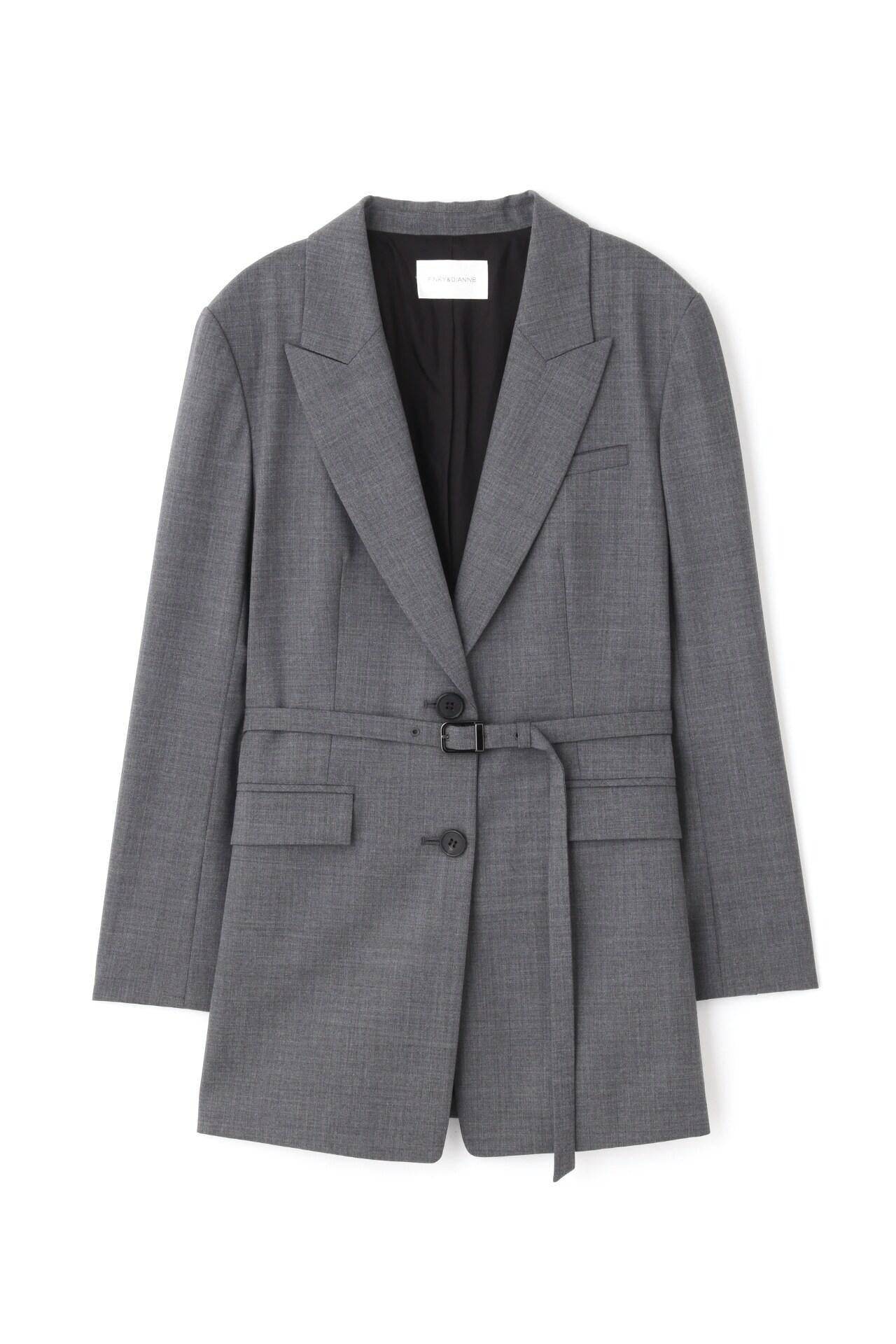 ◆セットアップベルテッドジャケット グレー