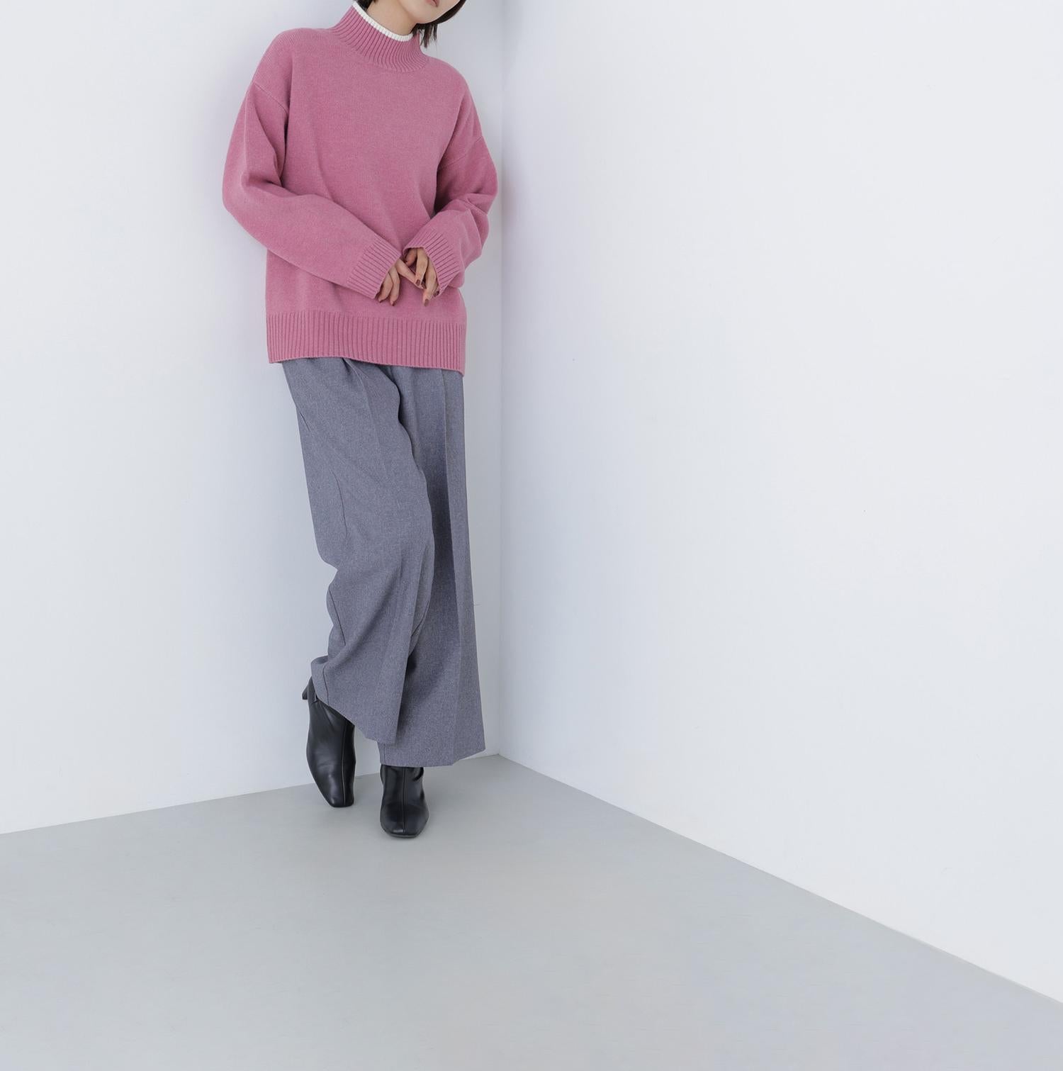 バックボタンタートルニット ピンク