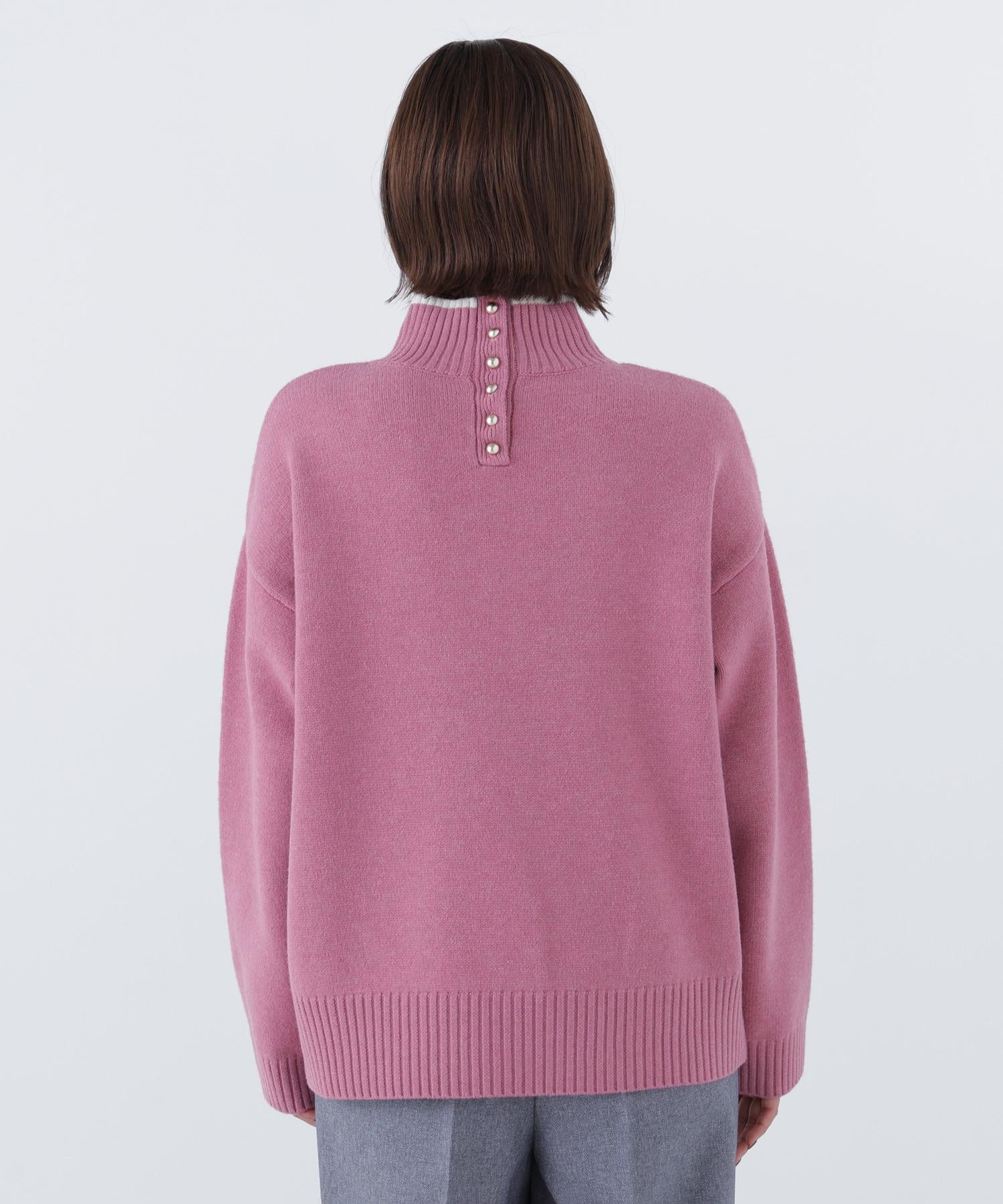 バックボタンタートルニット ピンク