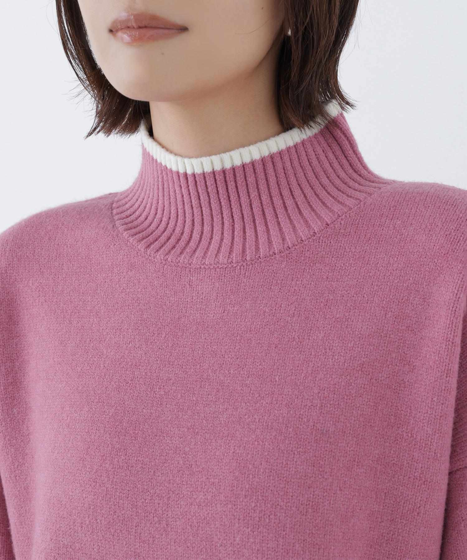 バックボタンタートルニット ピンク