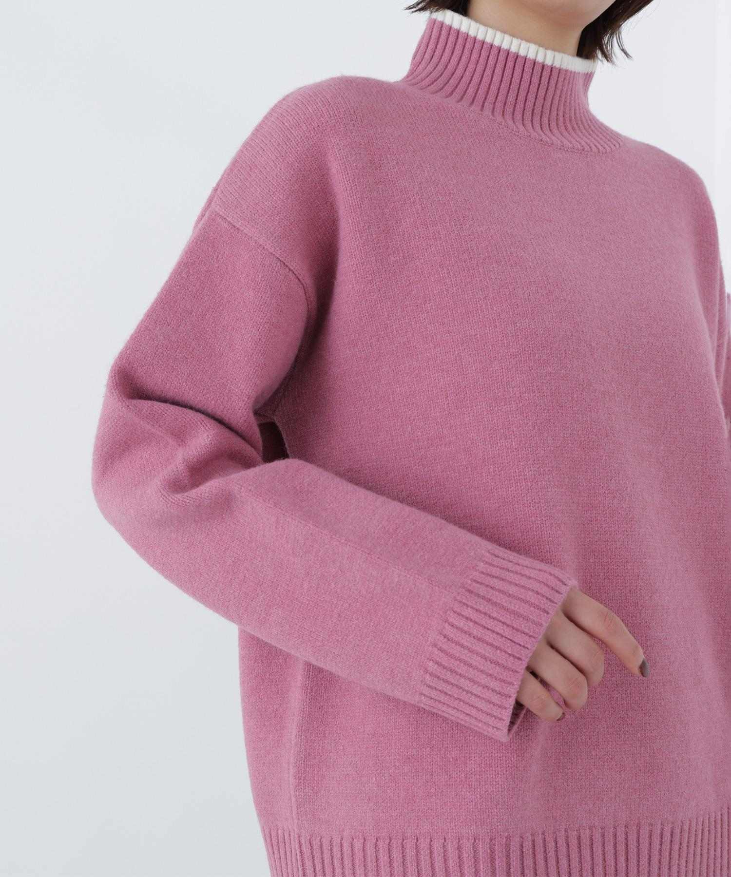 バックボタンタートルニット ピンク