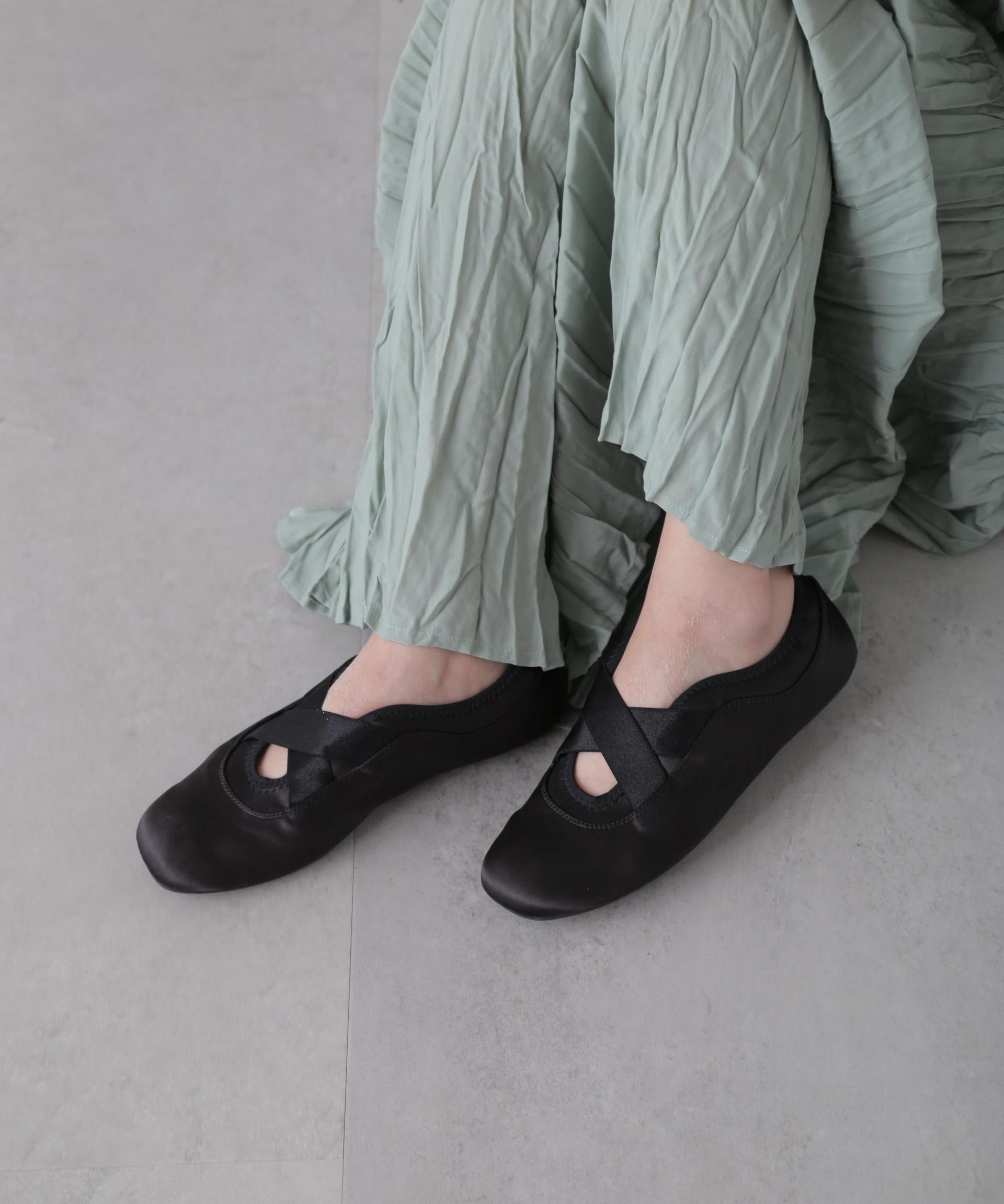 フラットバレエスニーカー ブラック