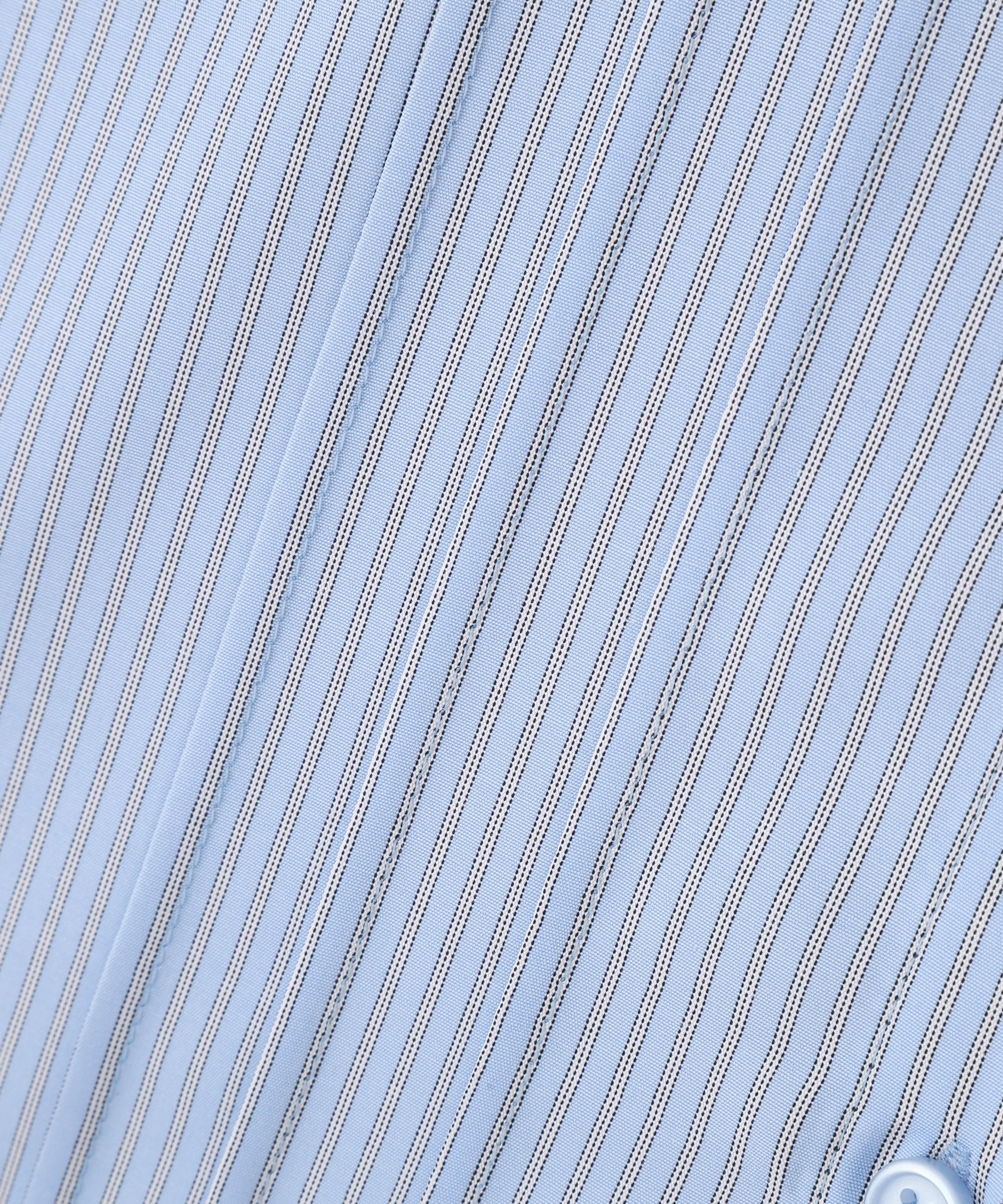 ヘムレイヤードクロップドシャツ ブルーストライプ1