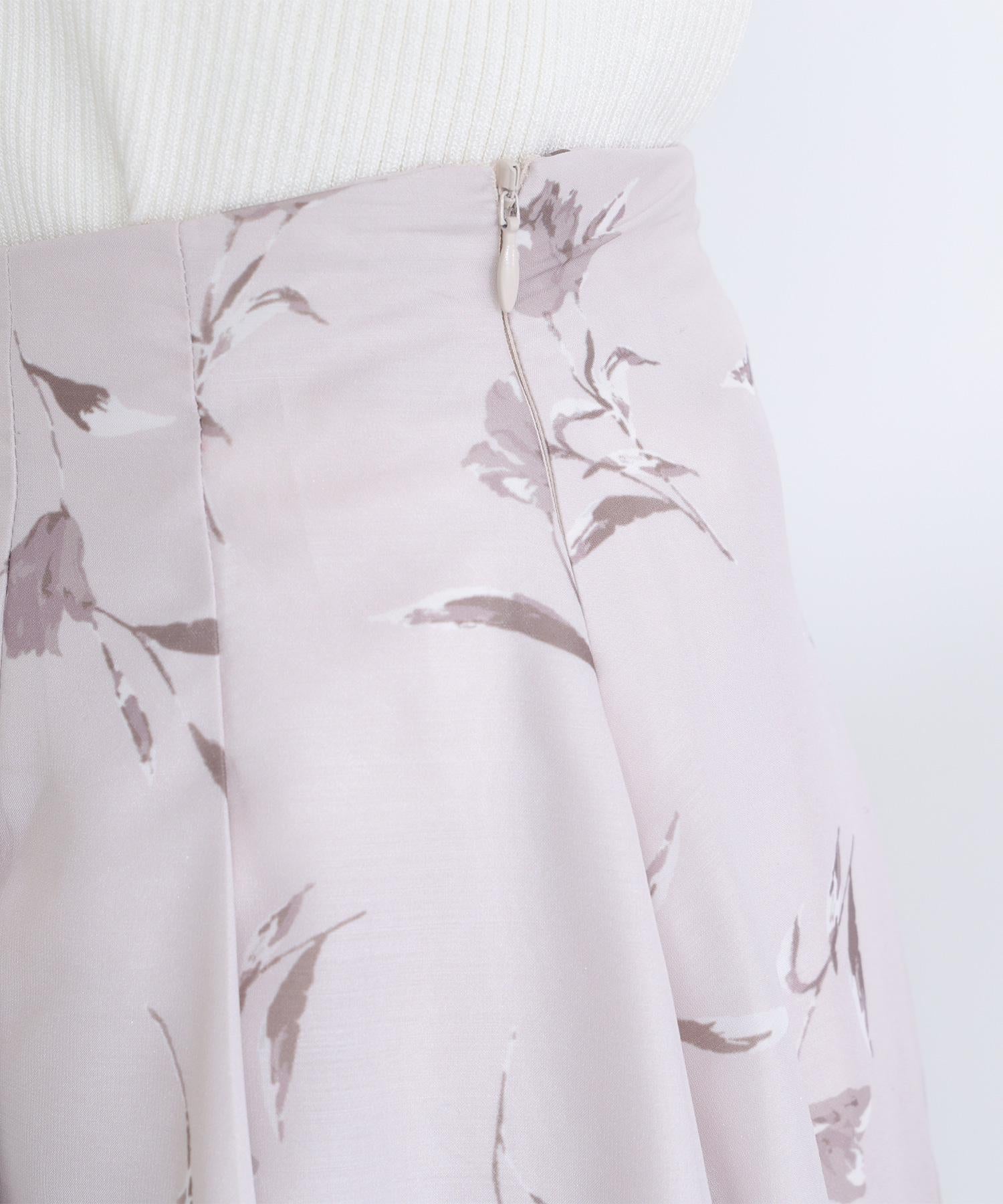 フラワープリントフレアスカート ベージュベース2