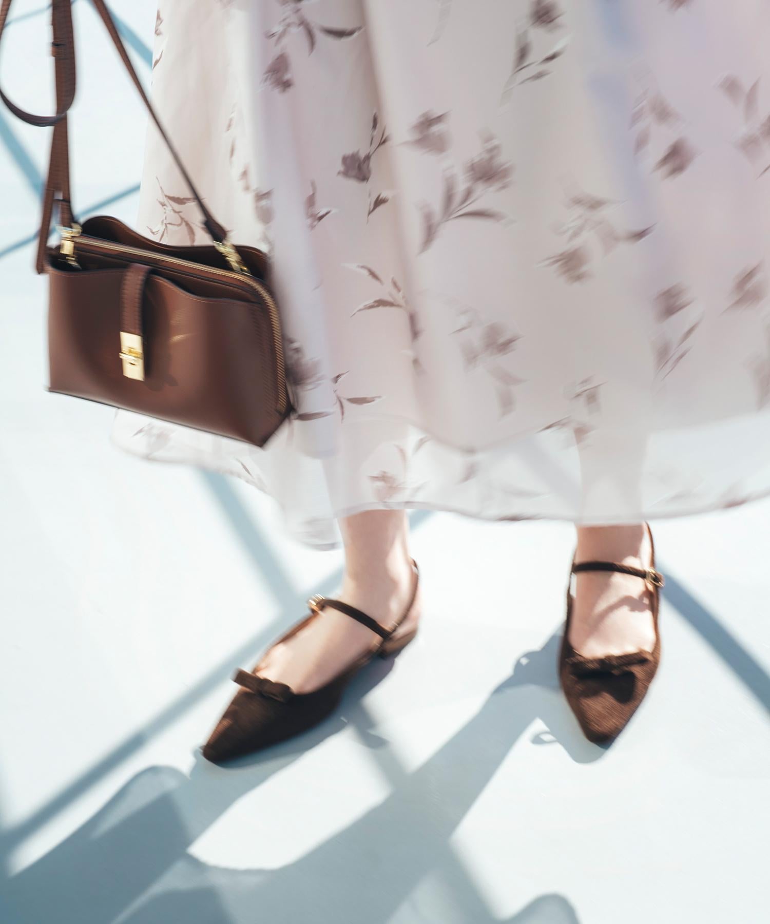 フラワープリントフレアスカート ベージュベース2