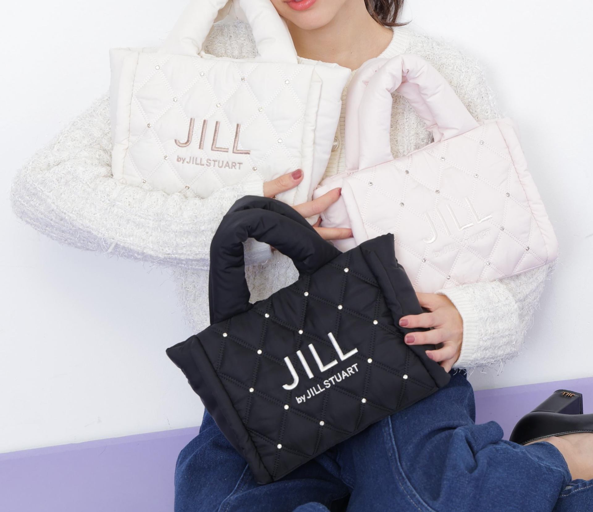 キルティングパフトートバッグ ホワイト