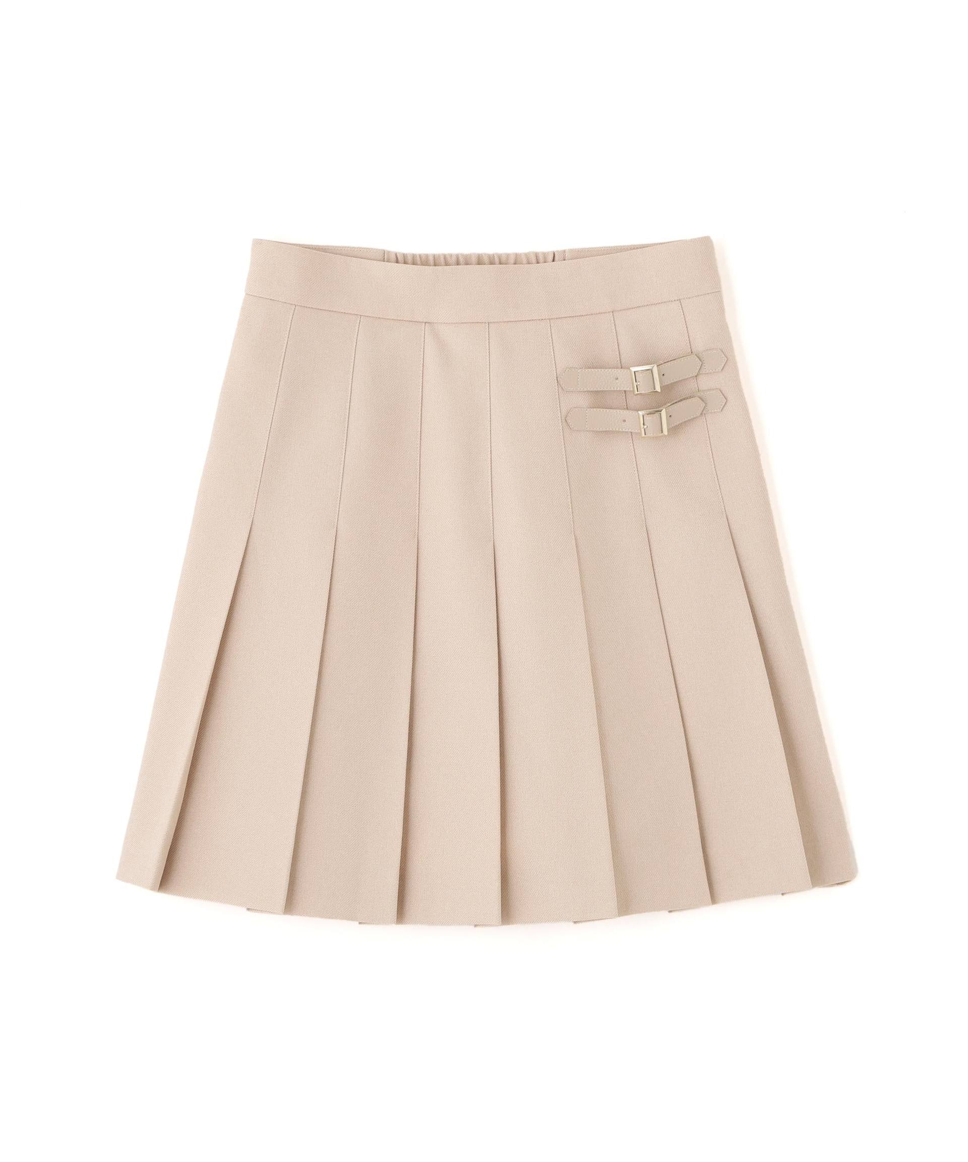 サイドベルトプリーツミニスカート ベージュ