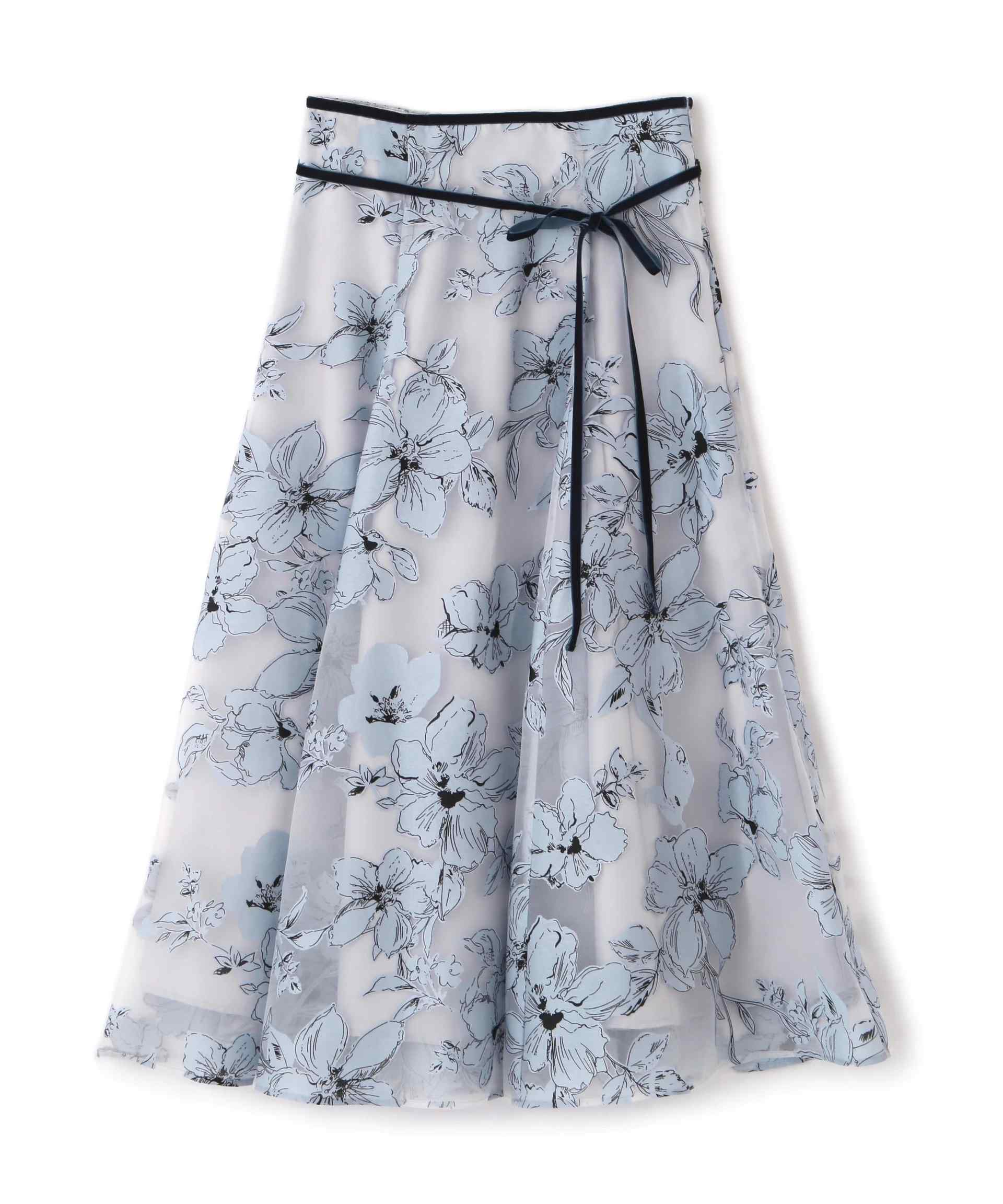 ベロアリボンオパールフラワースカート ブルー