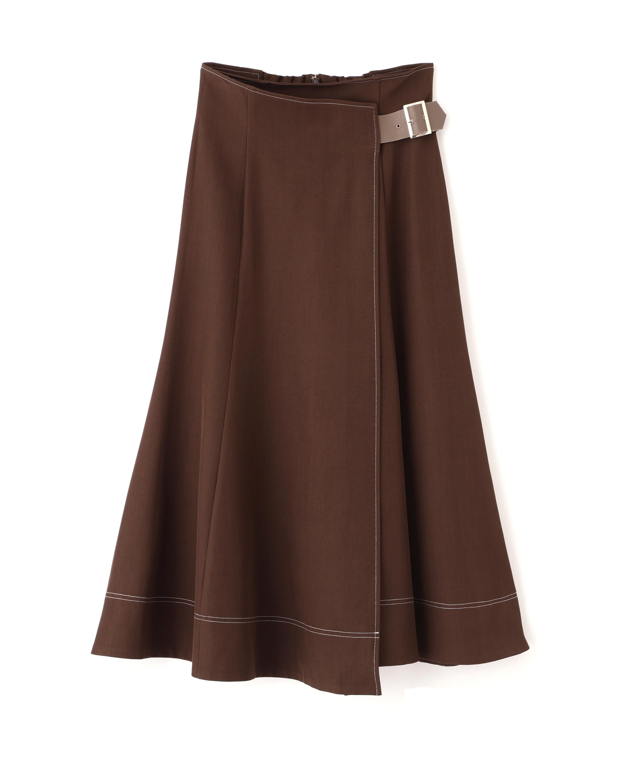 ラップフレアステッチスカート ブラウン