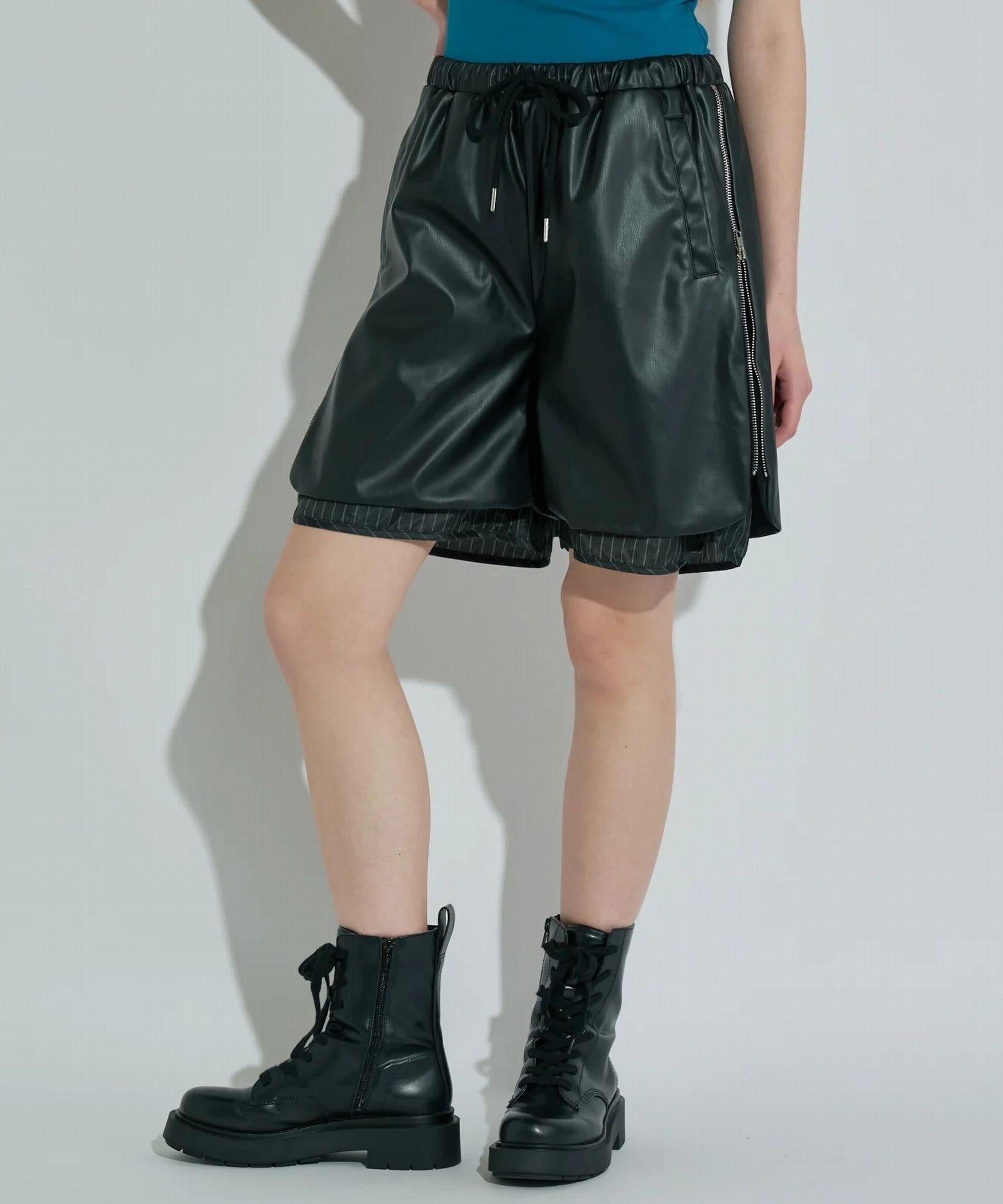 ANNA SUI NYC/アナ スイ エヌワイシー/レザーハーフパンツ ブラック