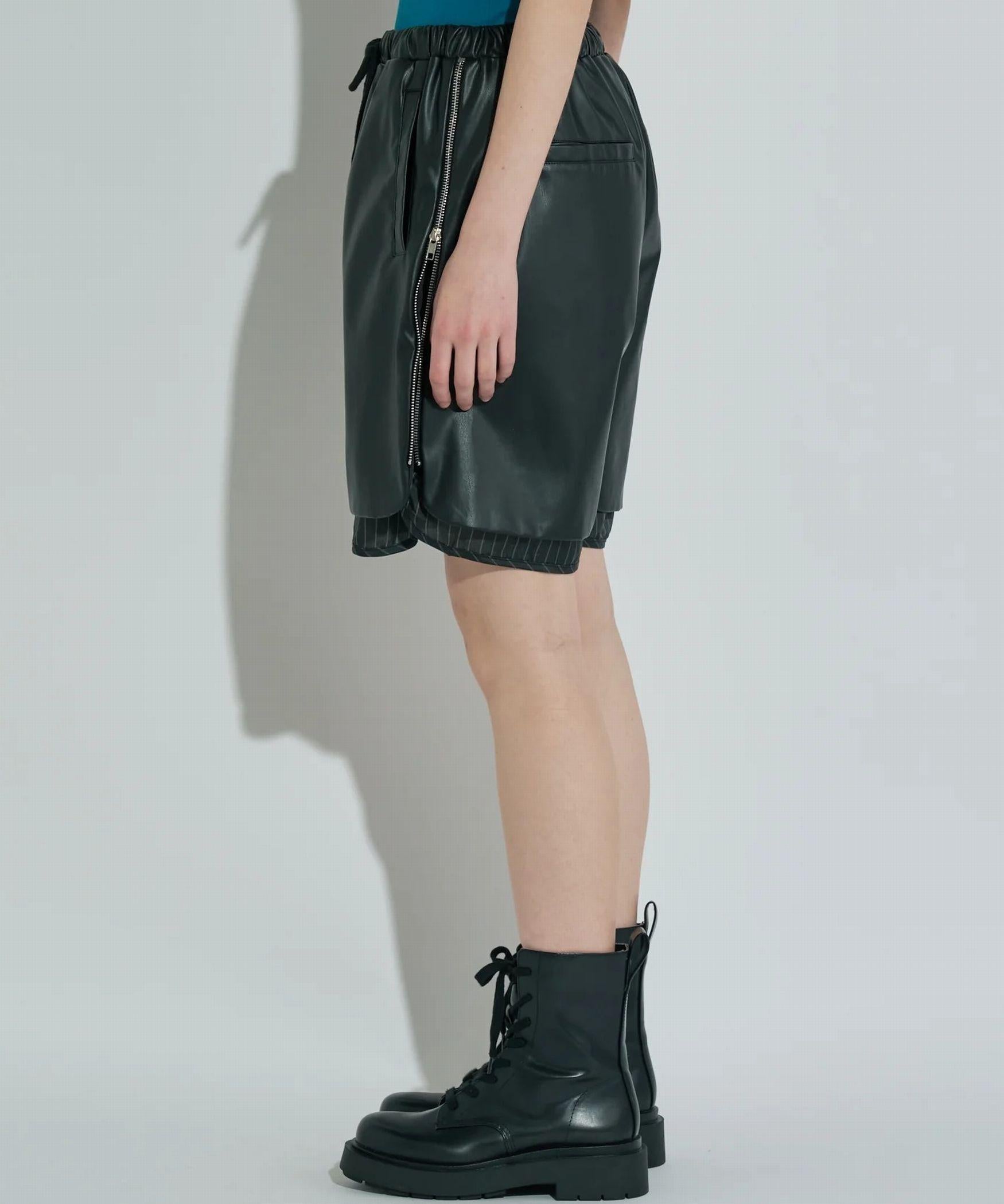 ANNA SUI NYC/アナ スイ エヌワイシー/レザーハーフパンツ ブラック