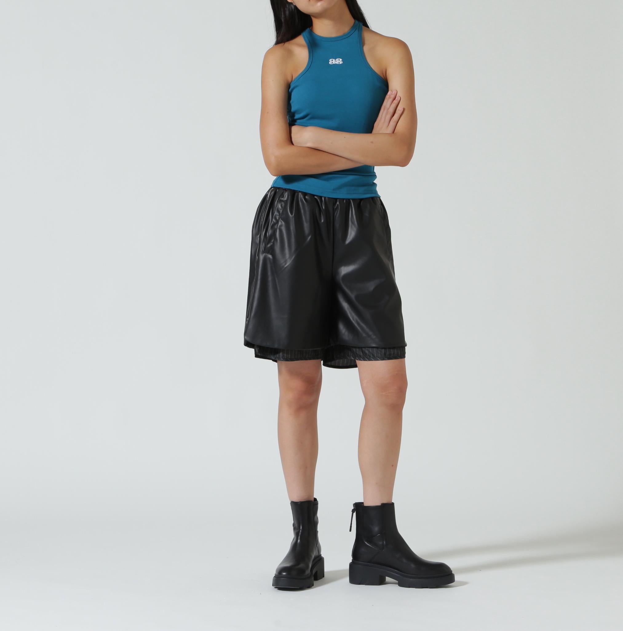 ANNA SUI NYC/アナ スイ エヌワイシー/レザーハーフパンツ ブラック