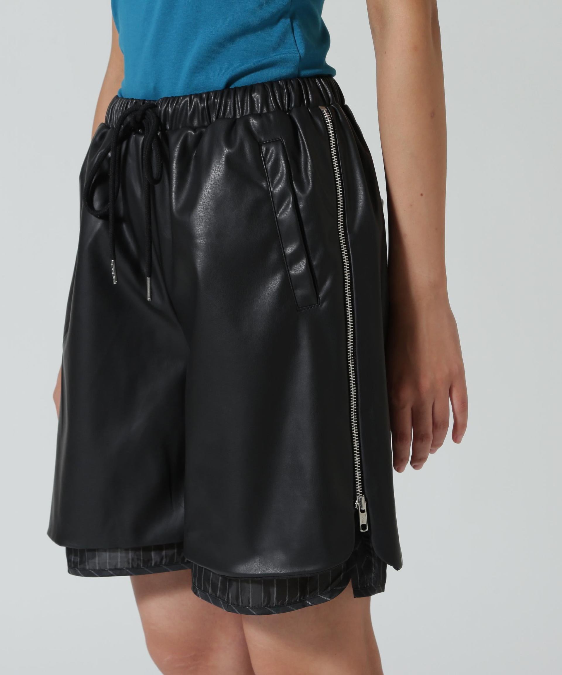 ANNA SUI NYC/アナ スイ エヌワイシー/レザーハーフパンツ ブラック