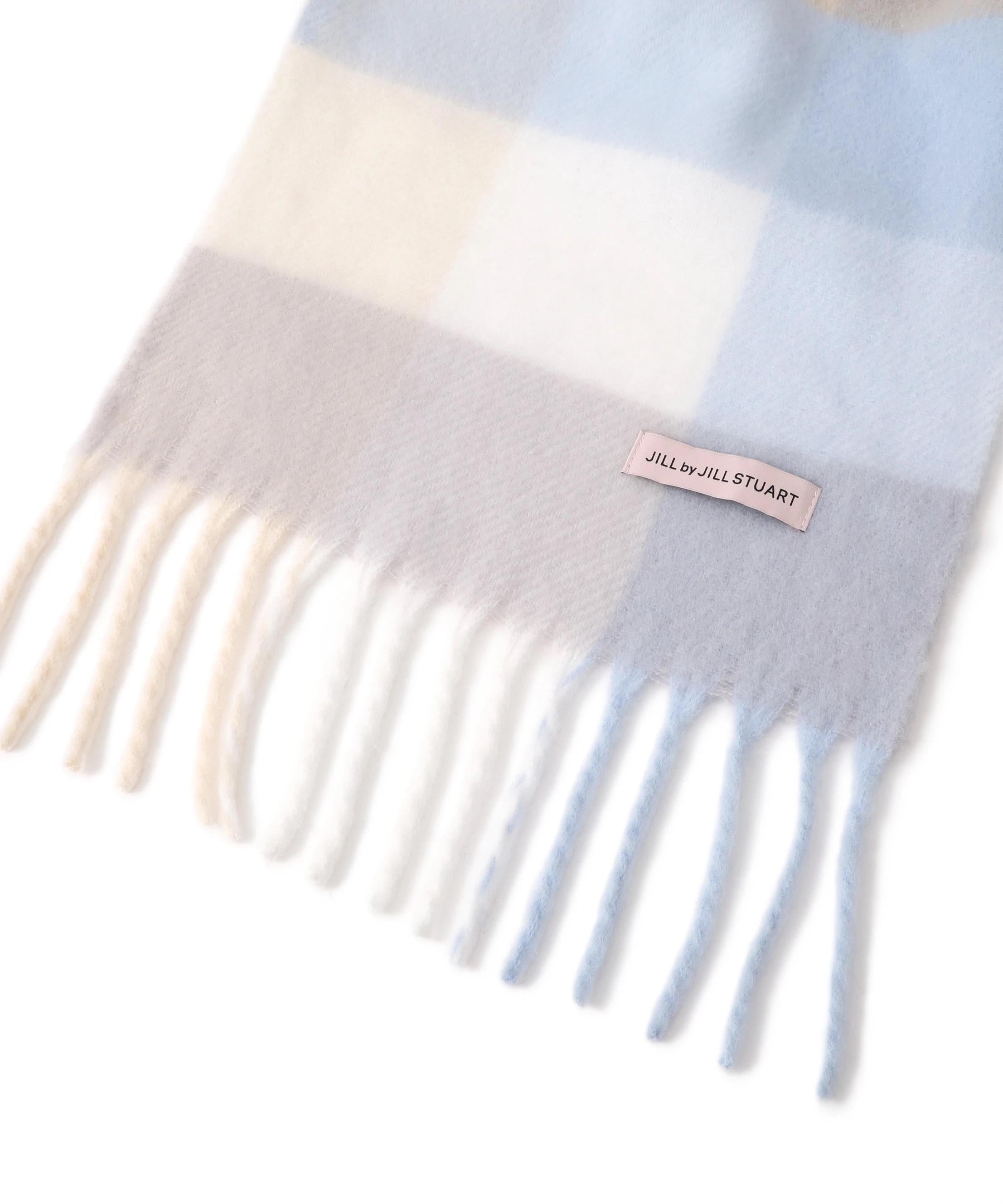 ブロックチェックストール ブルー