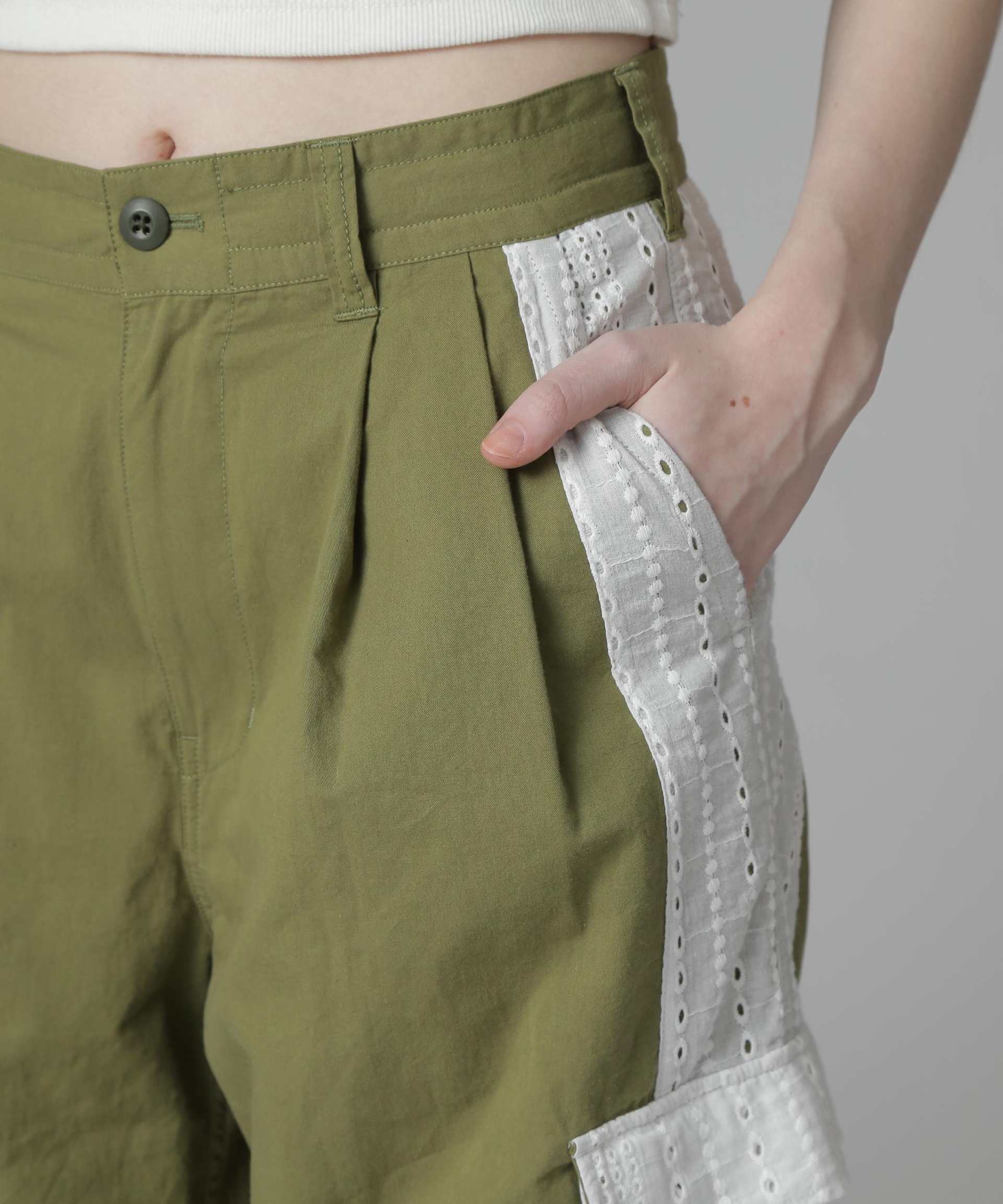 《WER LIMITED Relle LINE》LACE CA>GO PANTS/レースカーゴパンツ オリーブ