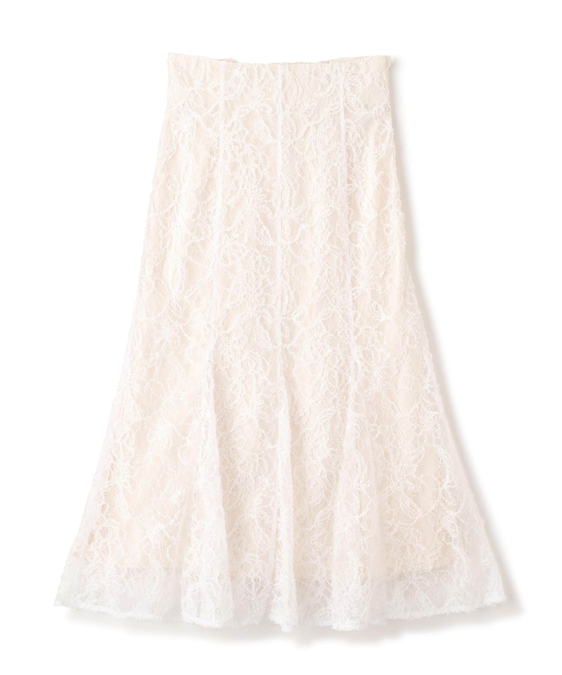 モール刺繍レースマーメイドスカート ホワイト