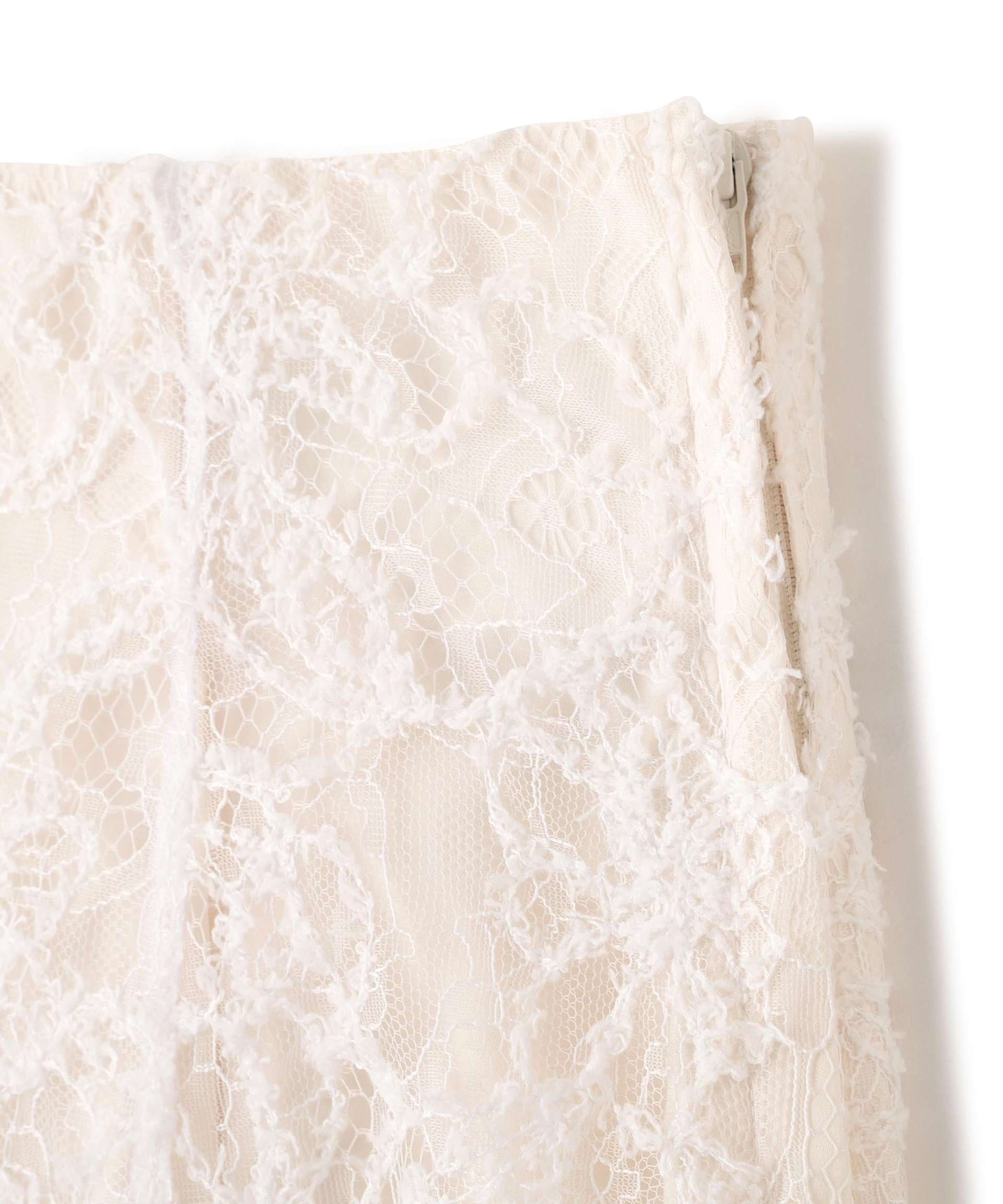 モール刺繍レースマーメイドスカート ホワイト