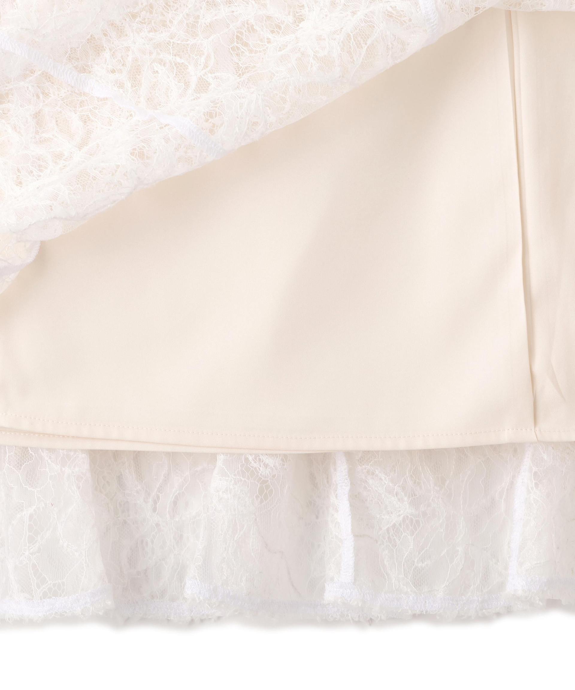 モール刺繍レースマーメイドスカート ホワイト