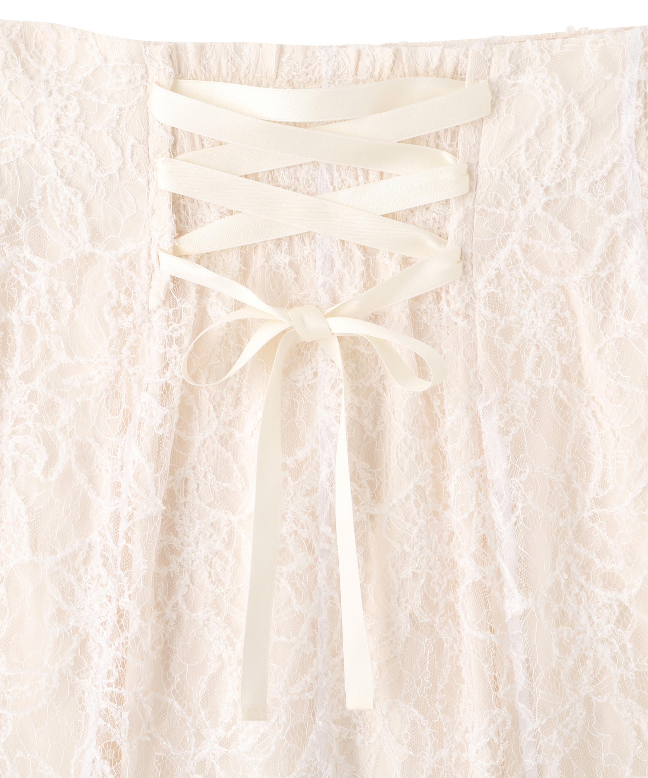 モール刺繍レースマーメイドスカート ホワイト