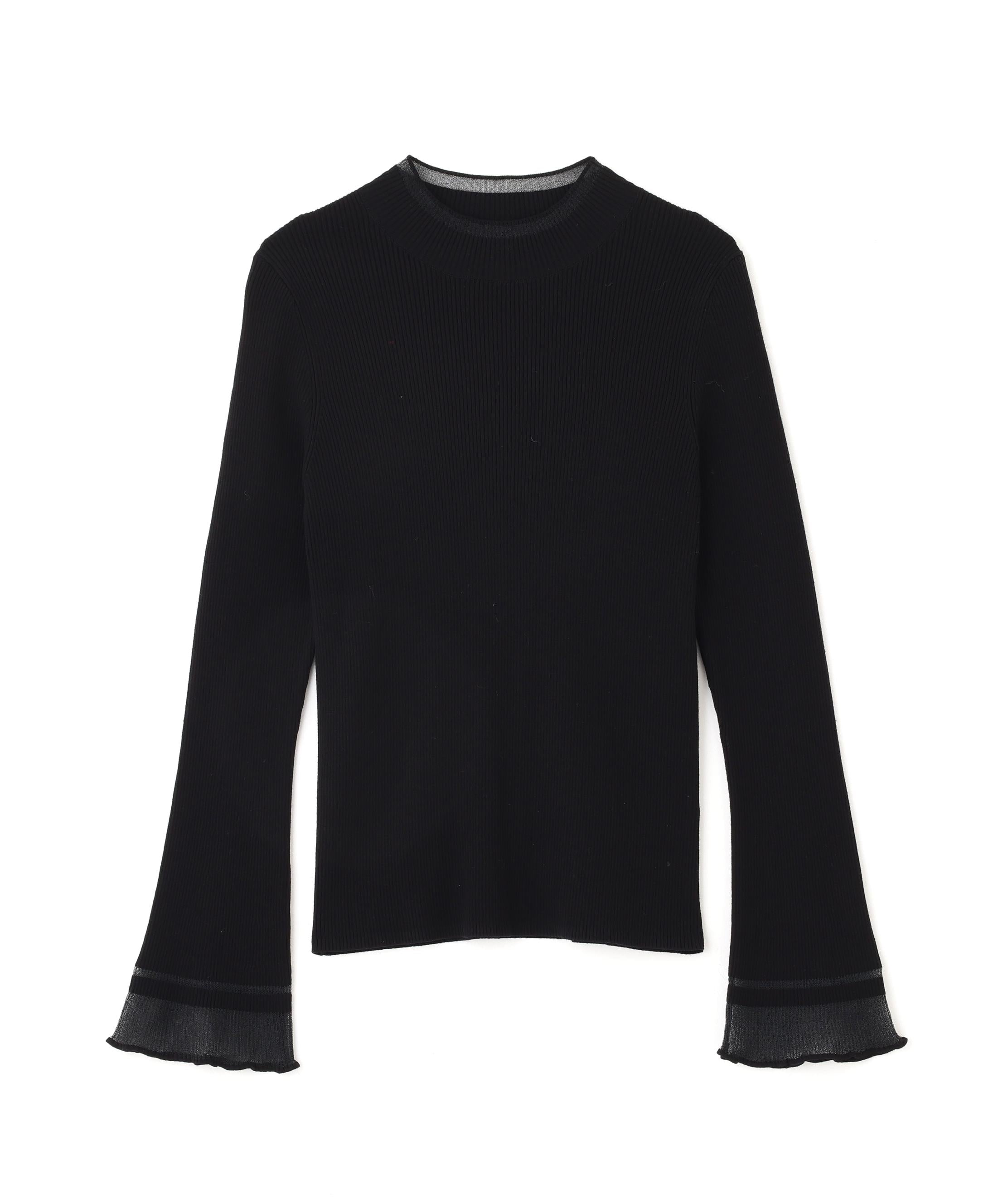 “さりげな”シアースリーブニット ブラック