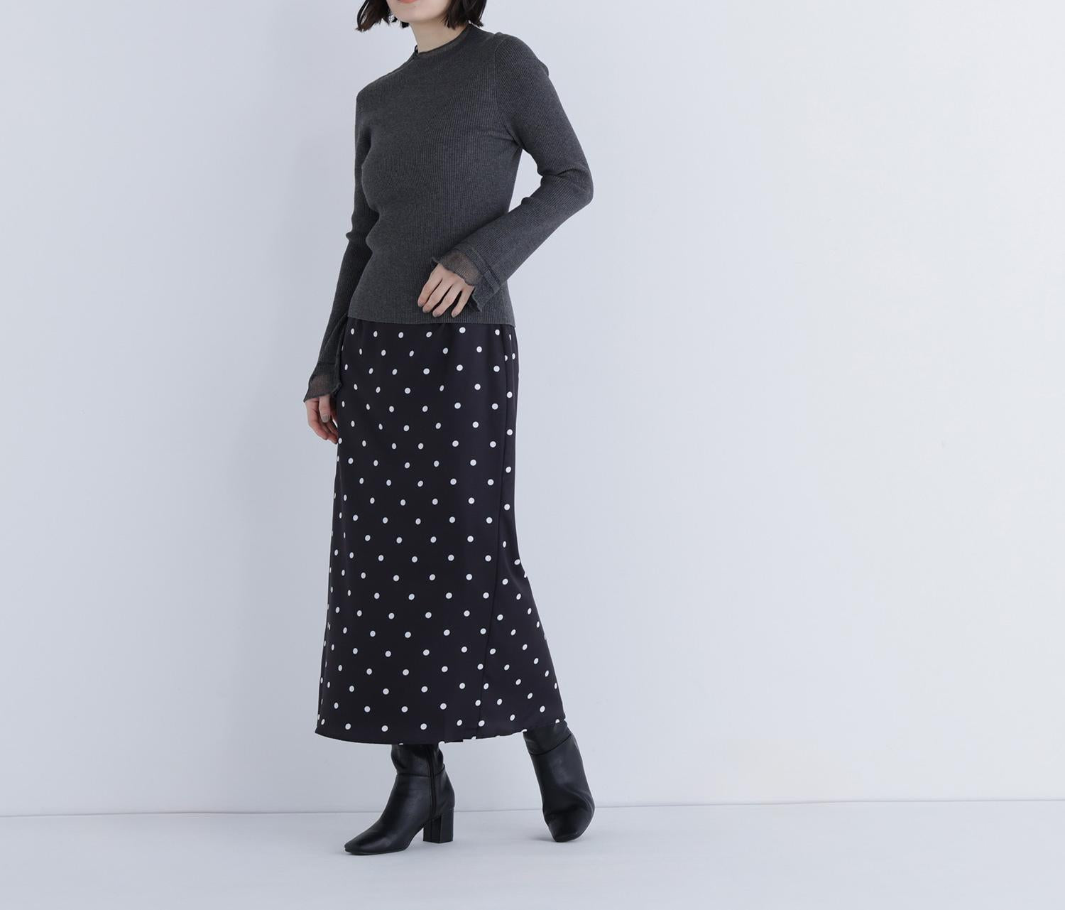 “さりげな”シアースリーブニット チャコール1