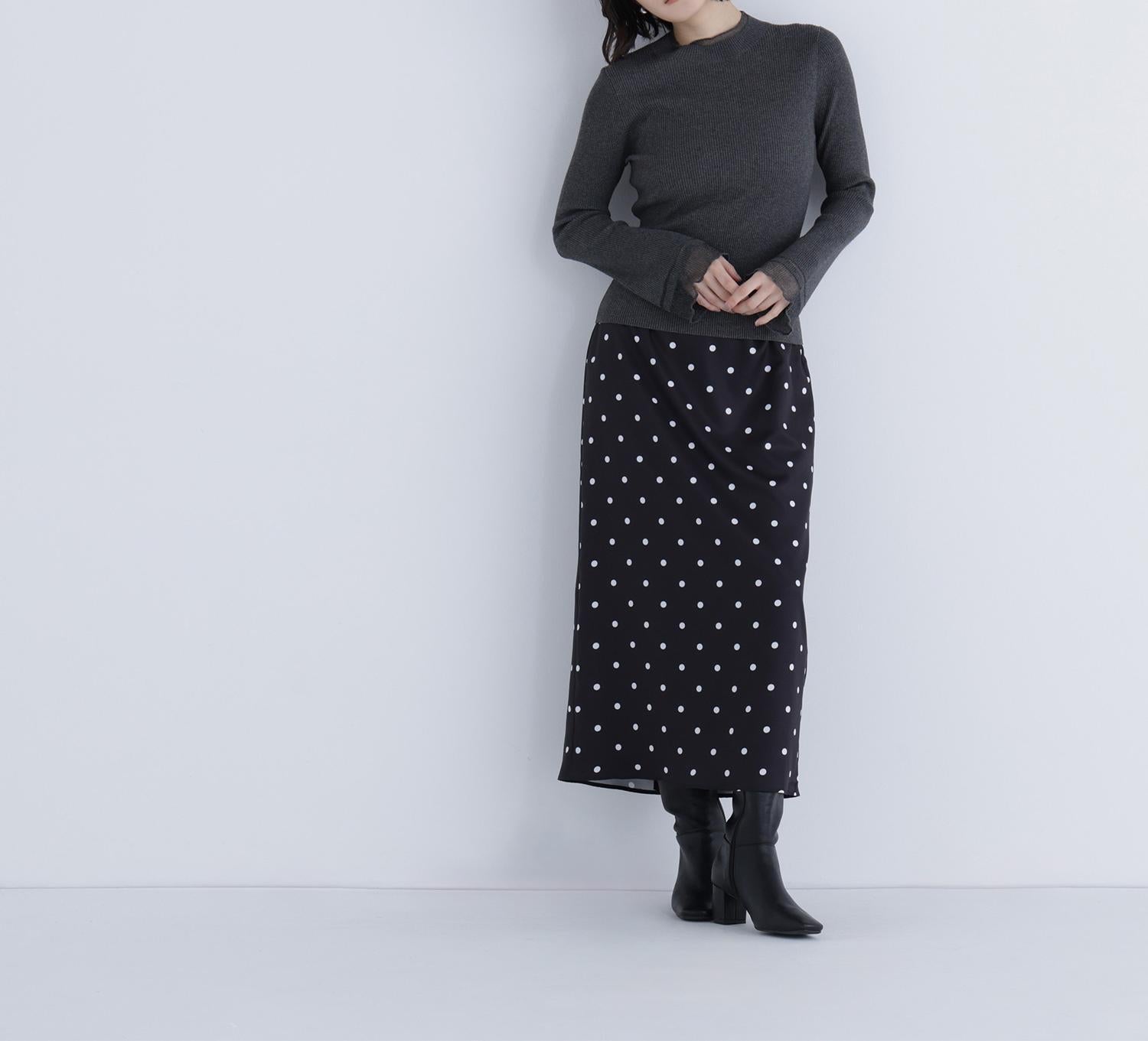 “さりげな”シアースリーブニット チャコール1