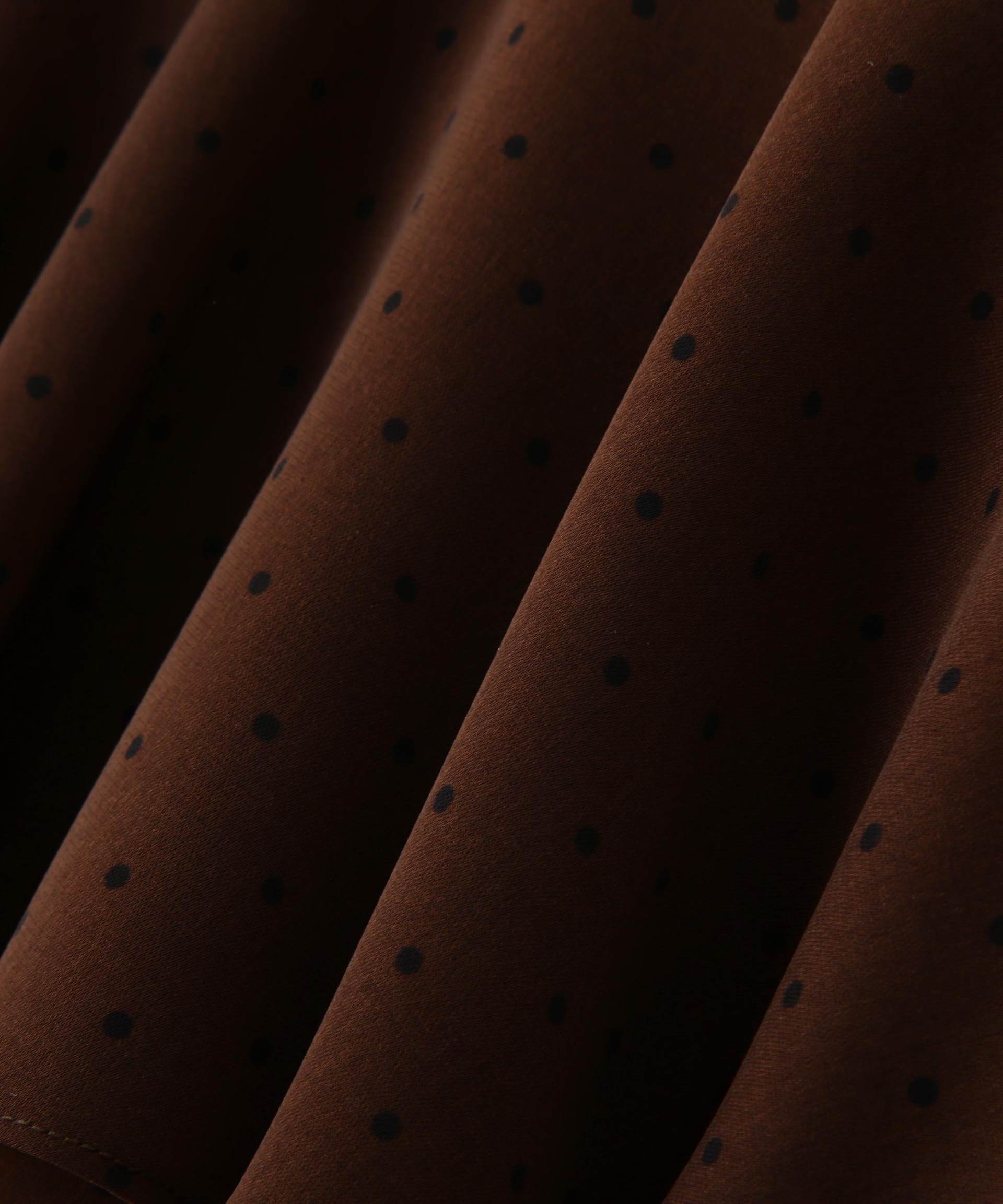 アシメティアードロングスカート ブラウンドット1