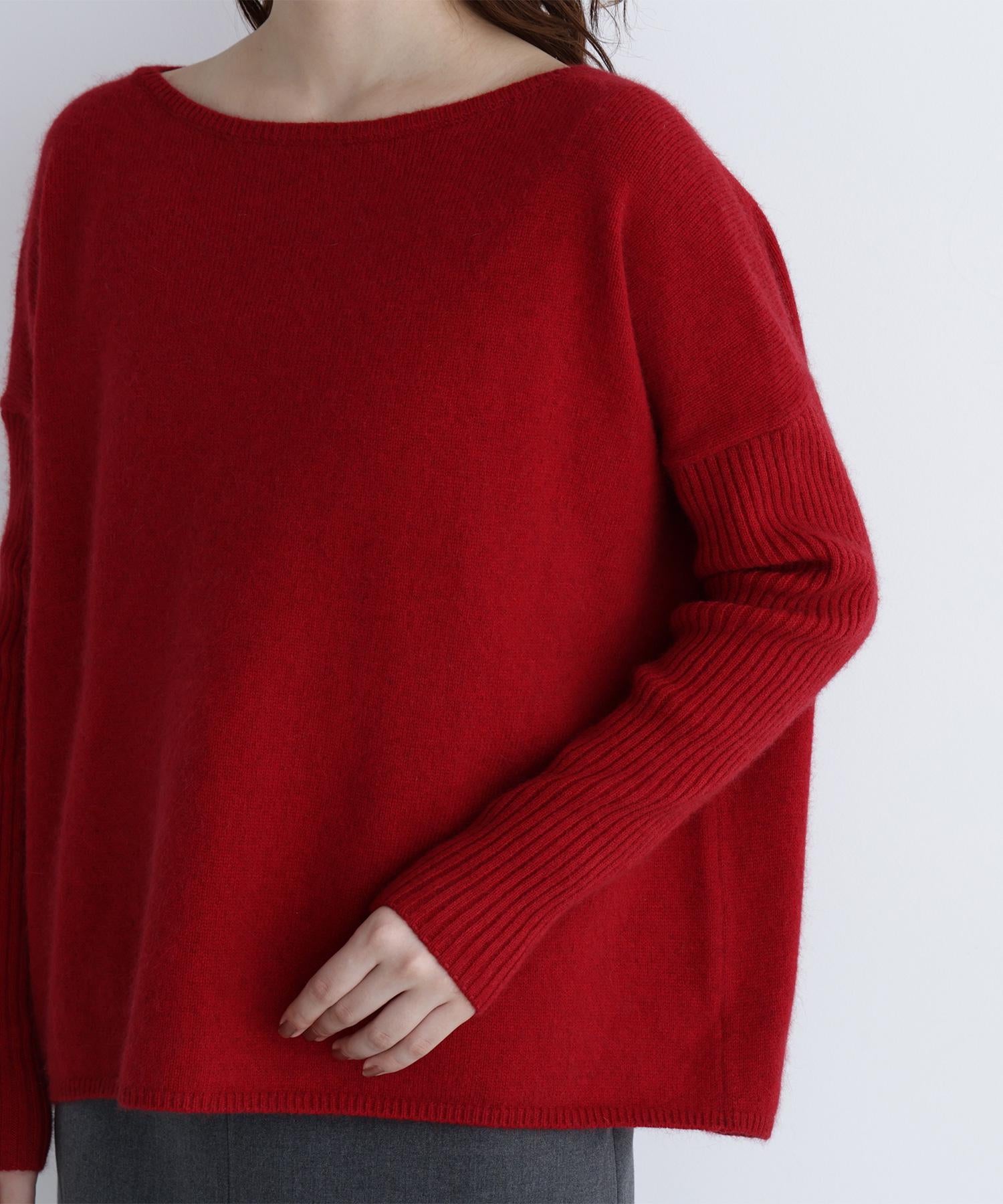 ウールブレンドヘアリーニット レッド