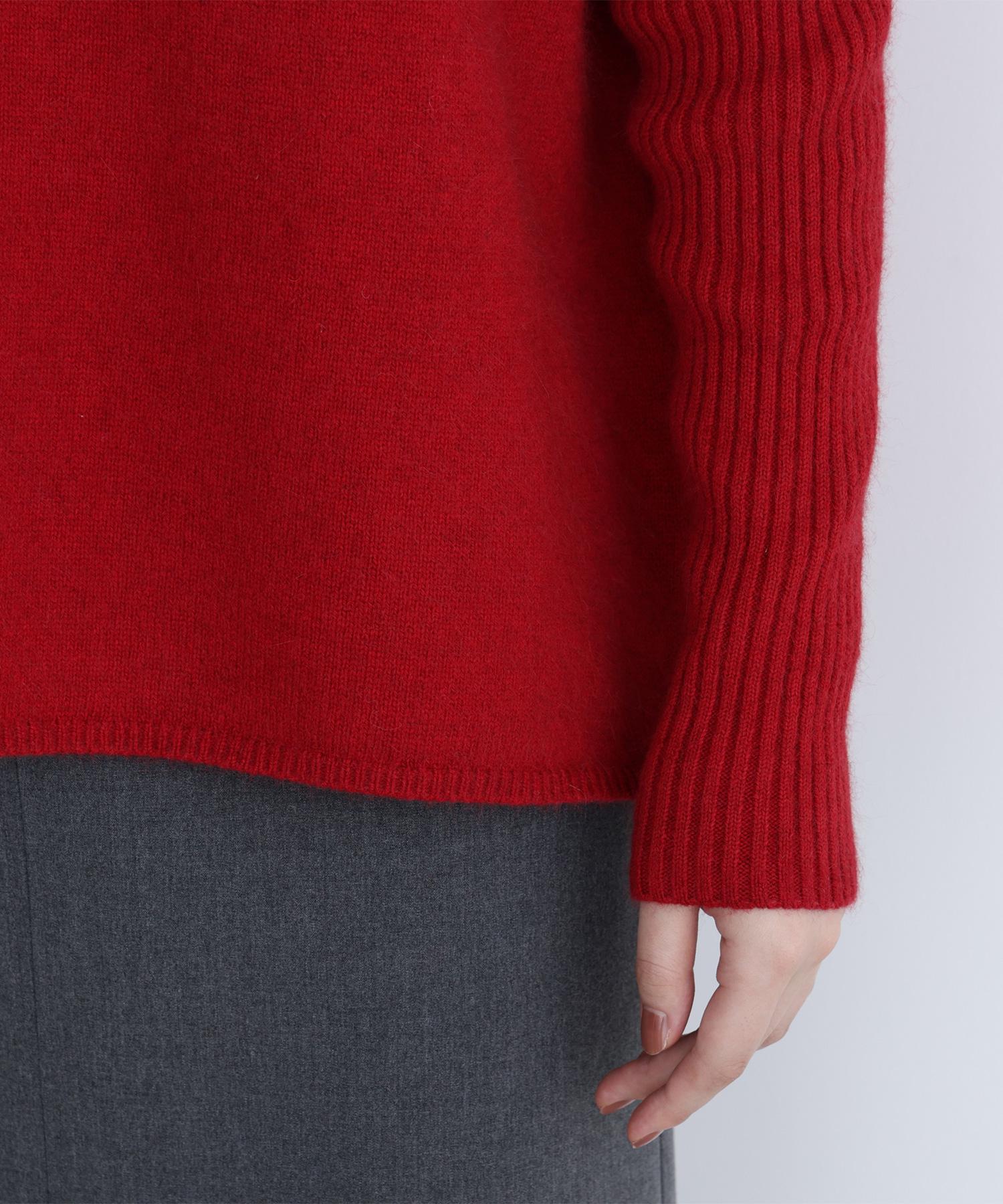 ウールブレンドヘアリーニット レッド