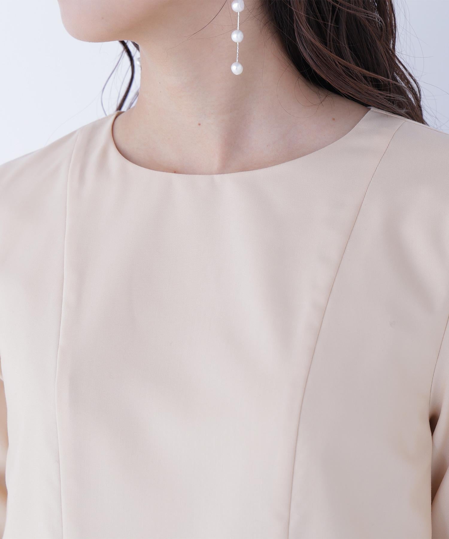 プリーツヘムブラウス ペールアプリコット