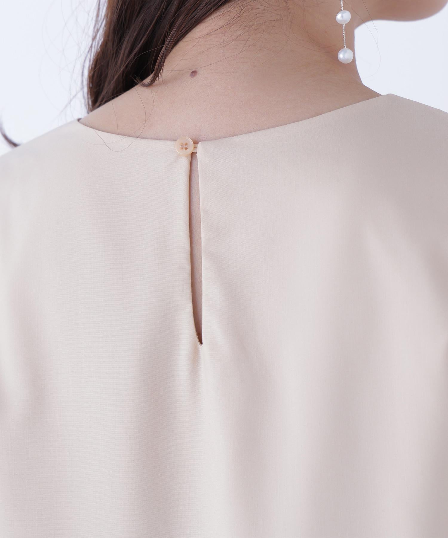 プリーツヘムブラウス ペールアプリコット