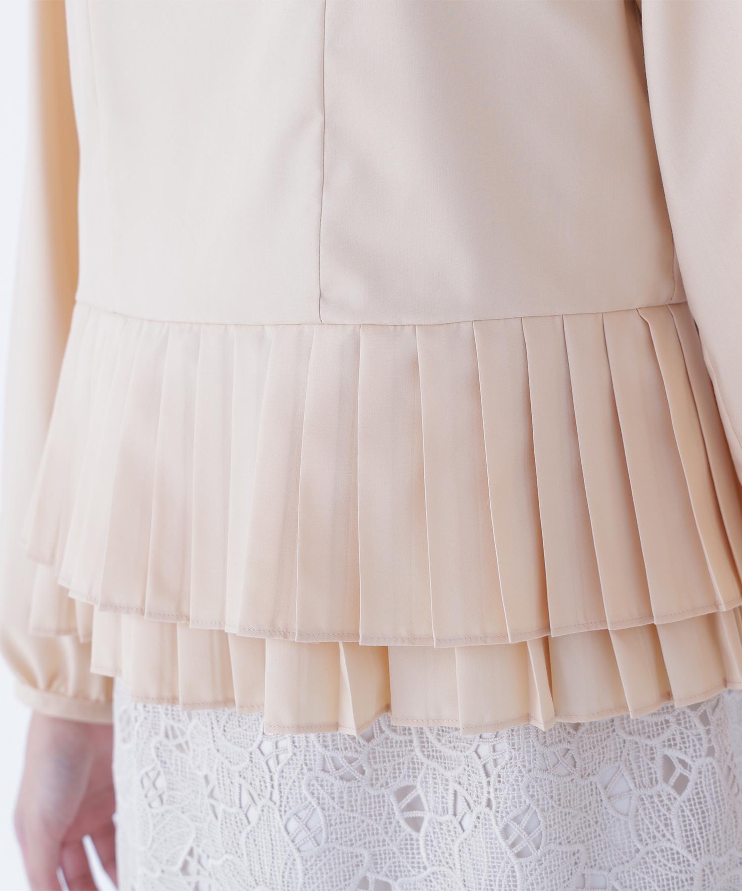 プリーツヘムブラウス ペールアプリコット