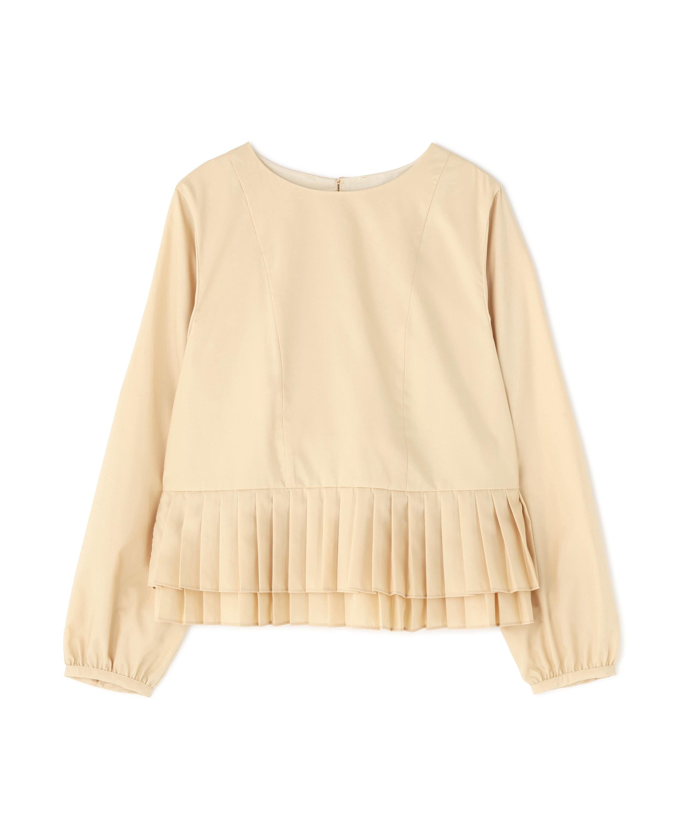 プリーツヘムブラウス ペールアプリコット