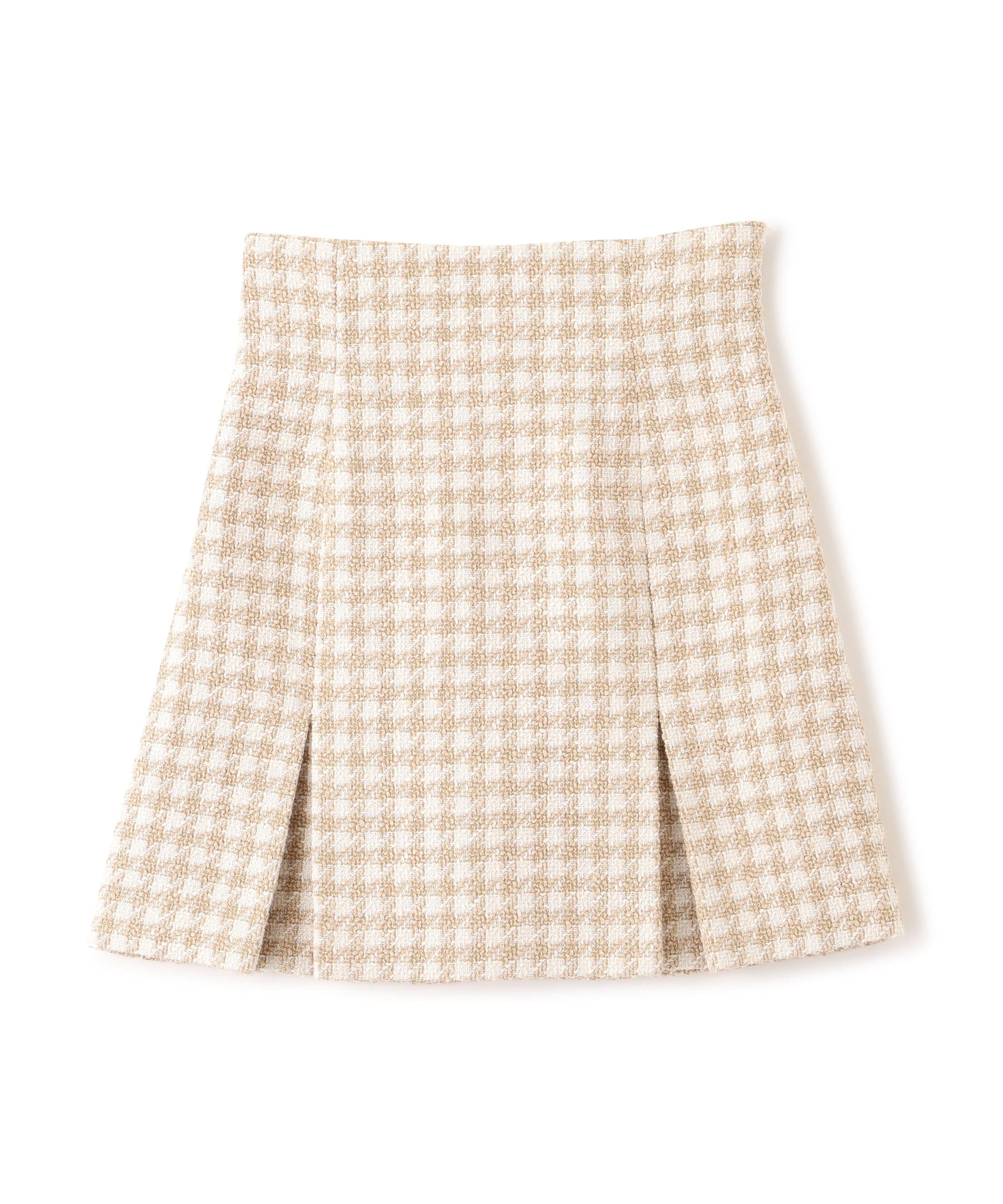 千鳥ツイードタイトミニスカート ベージュ1