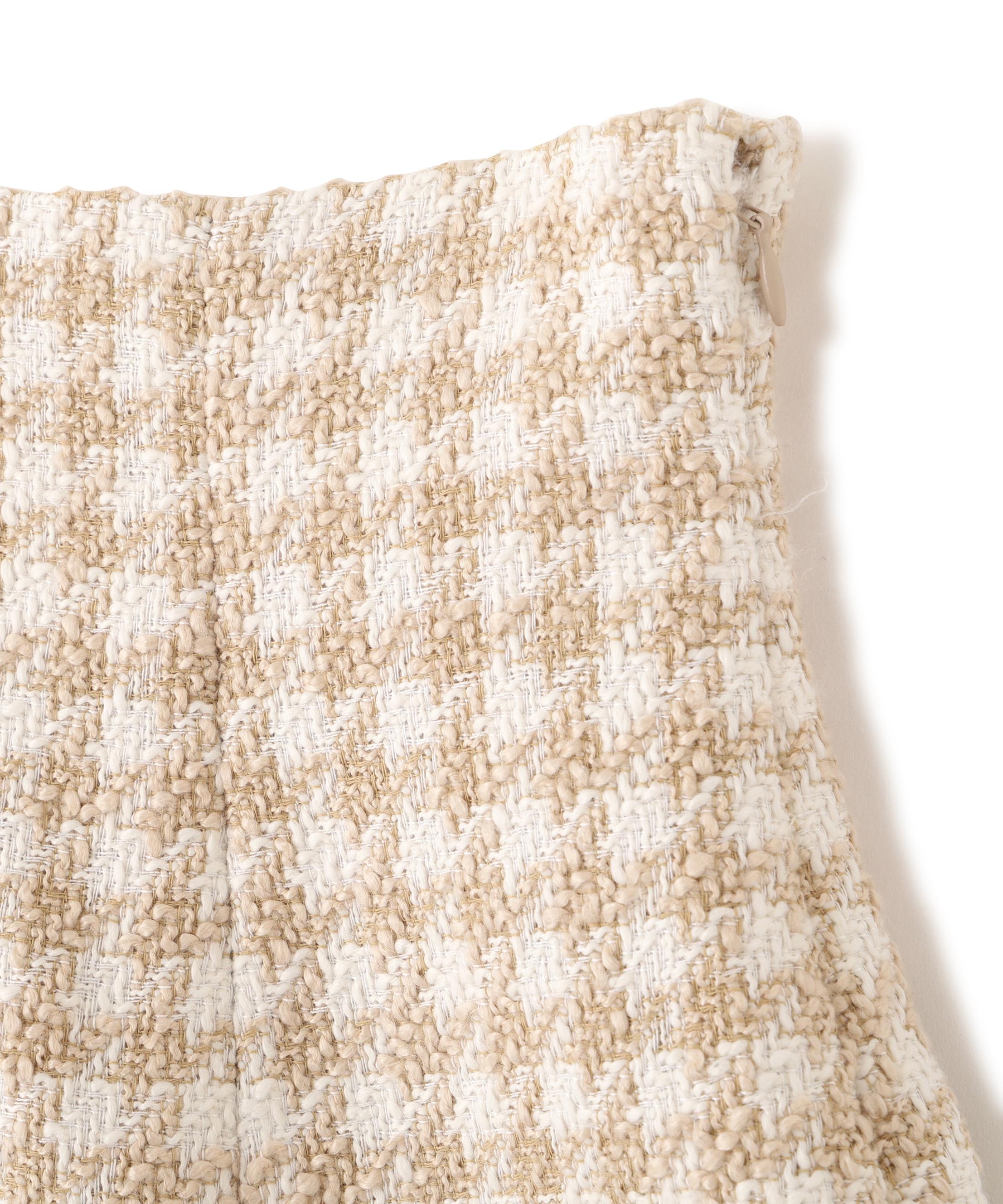 千鳥ツイードタイトミニスカート ベージュ1