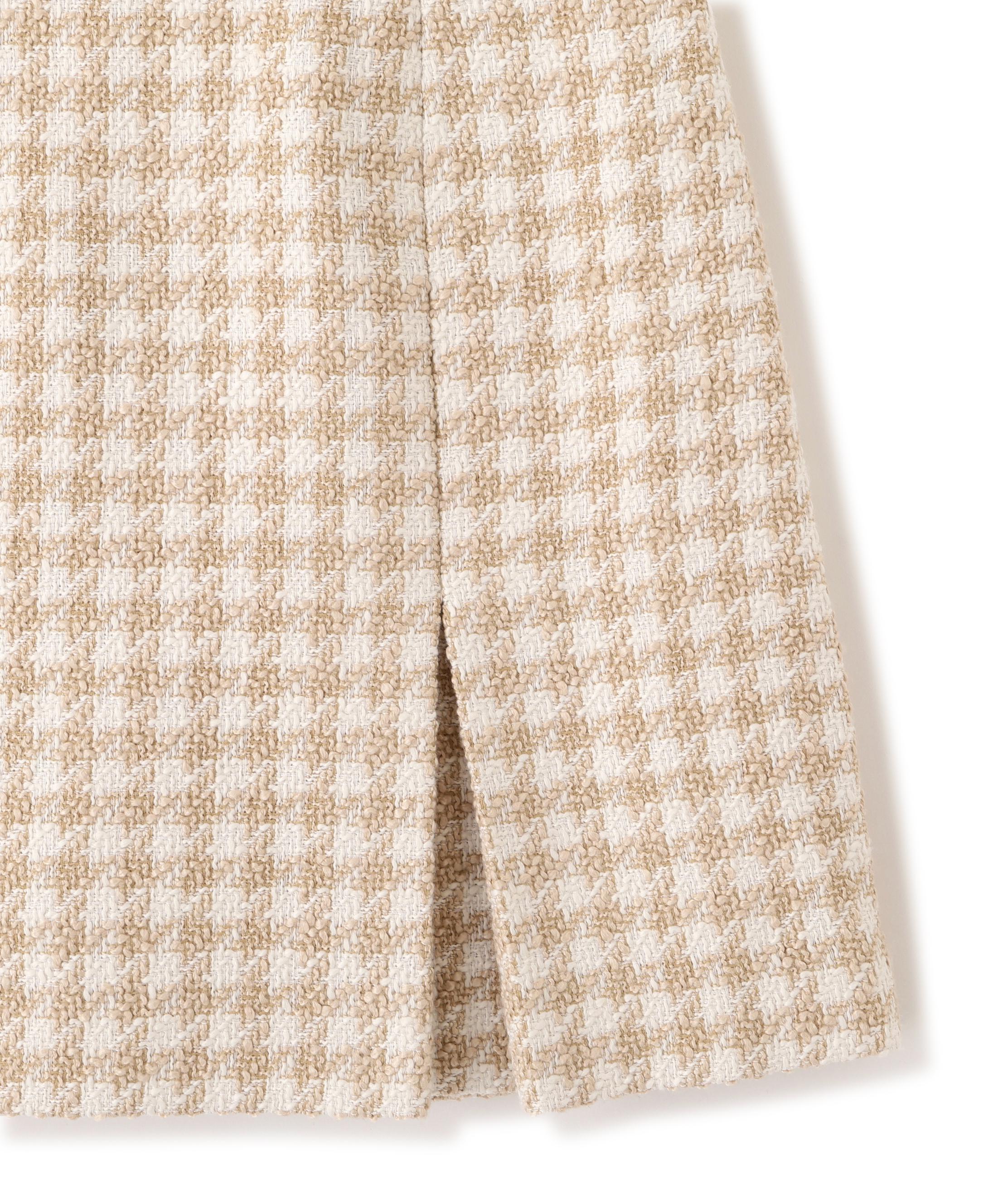 千鳥ツイードタイトミニスカート ベージュ1