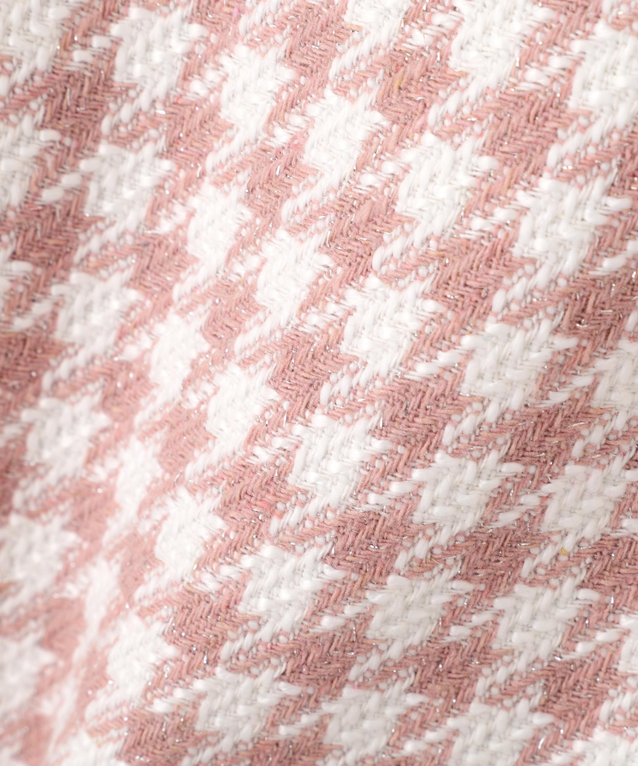 千鳥ツイードタイトミニスカート ピンク1