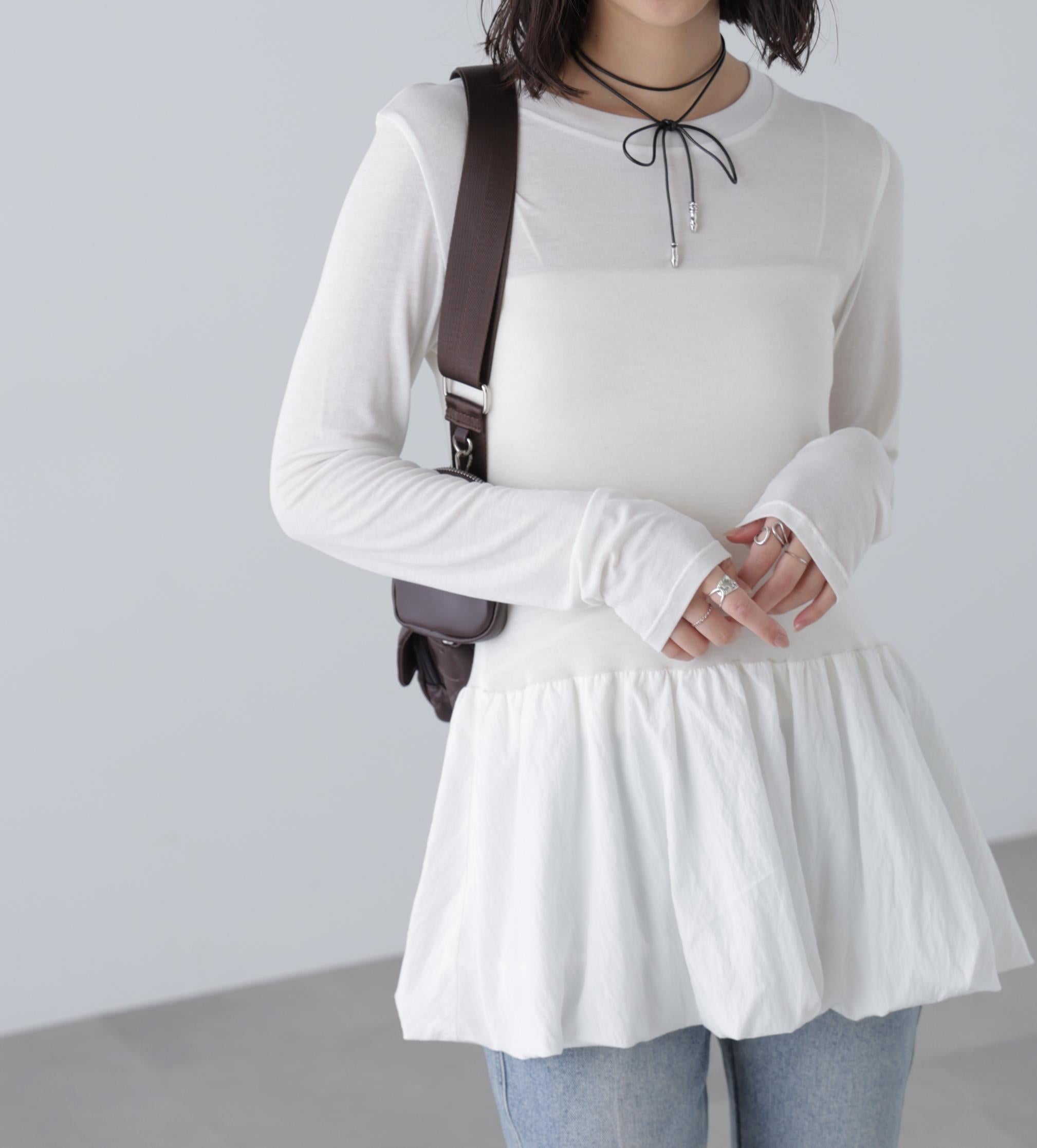 長袖裾フリルカットソー バルーン2
