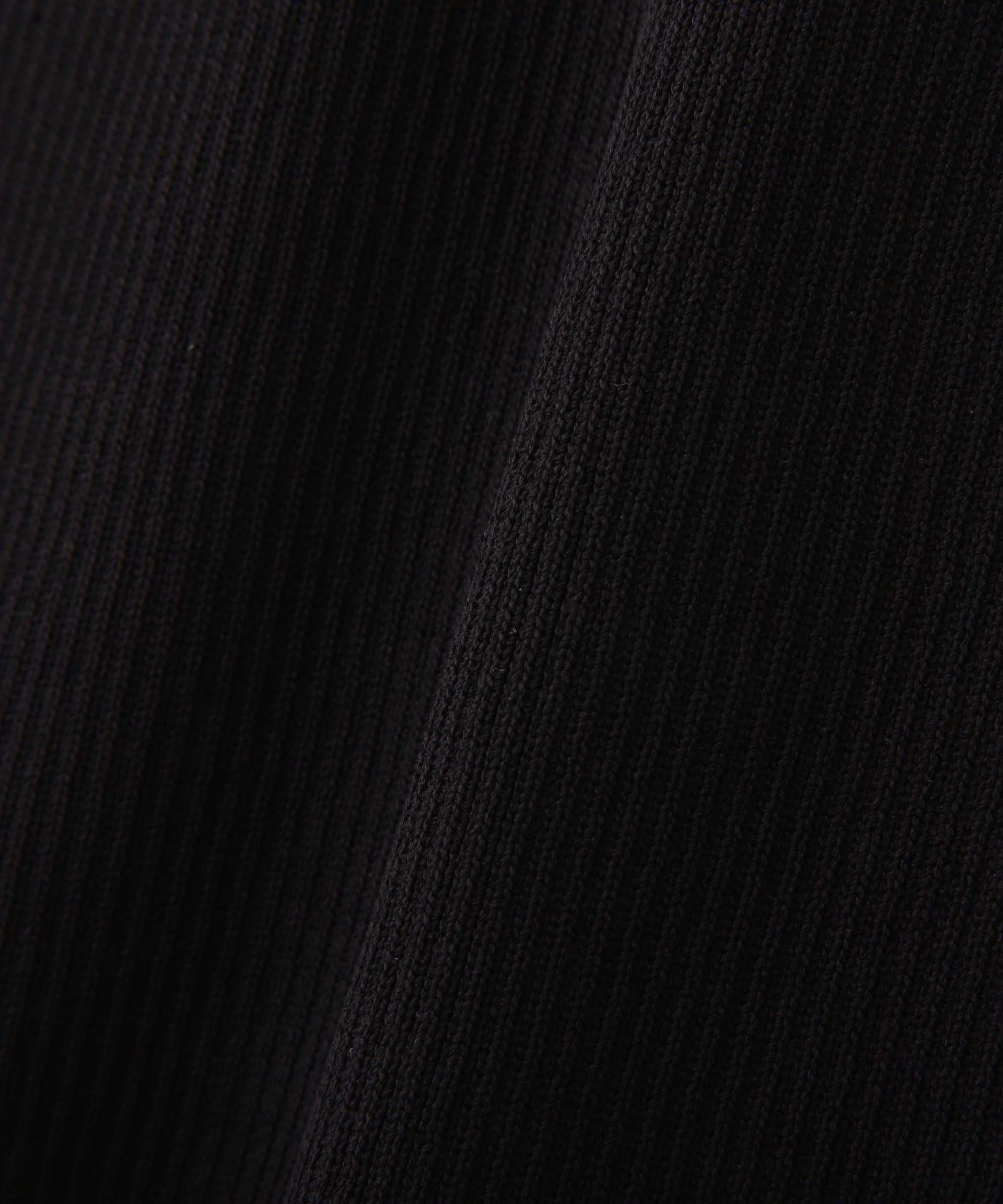 配色ラインポロニットワンピース ブラック