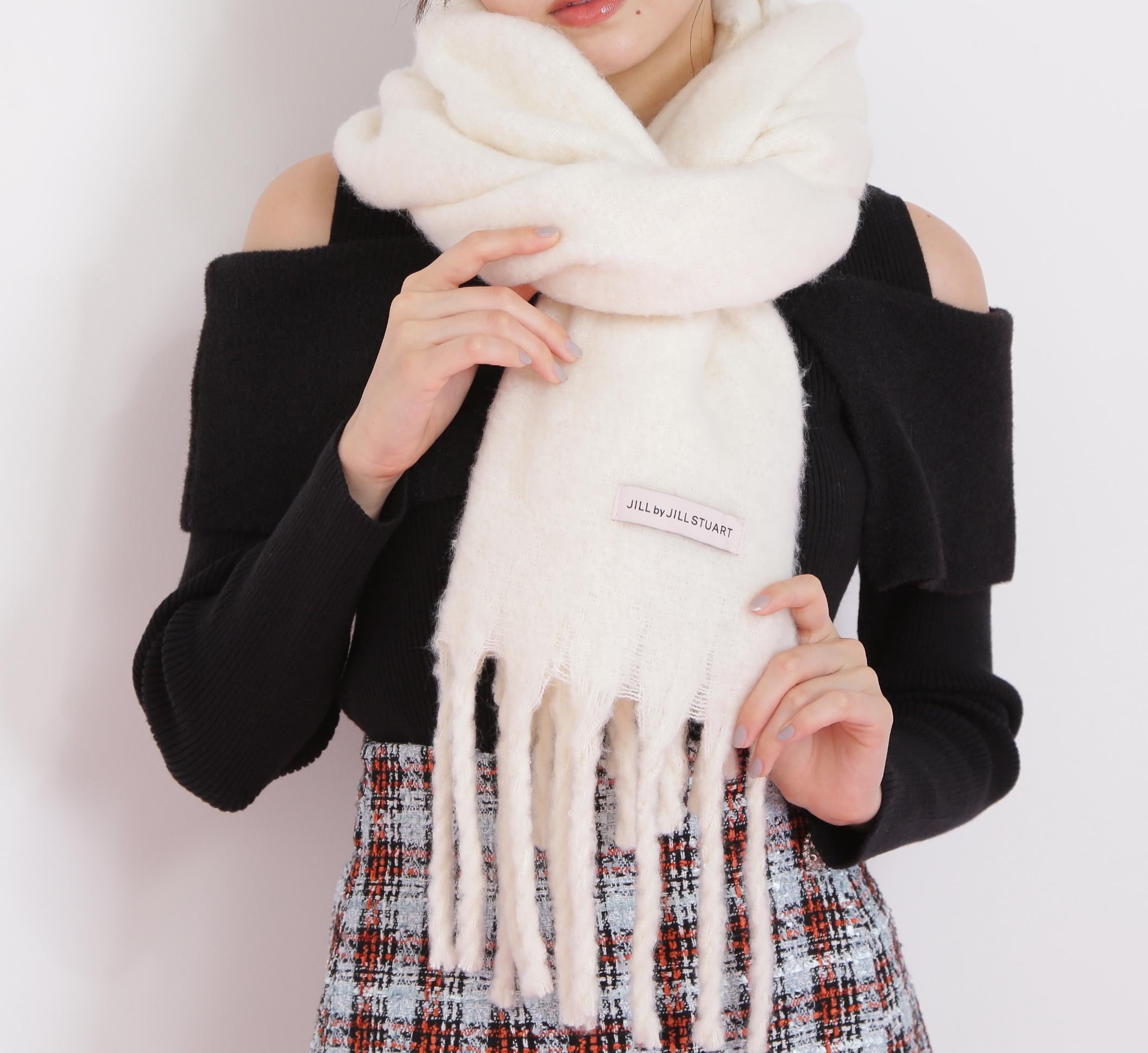 ループヤーンフラッフィーストール ホワイト