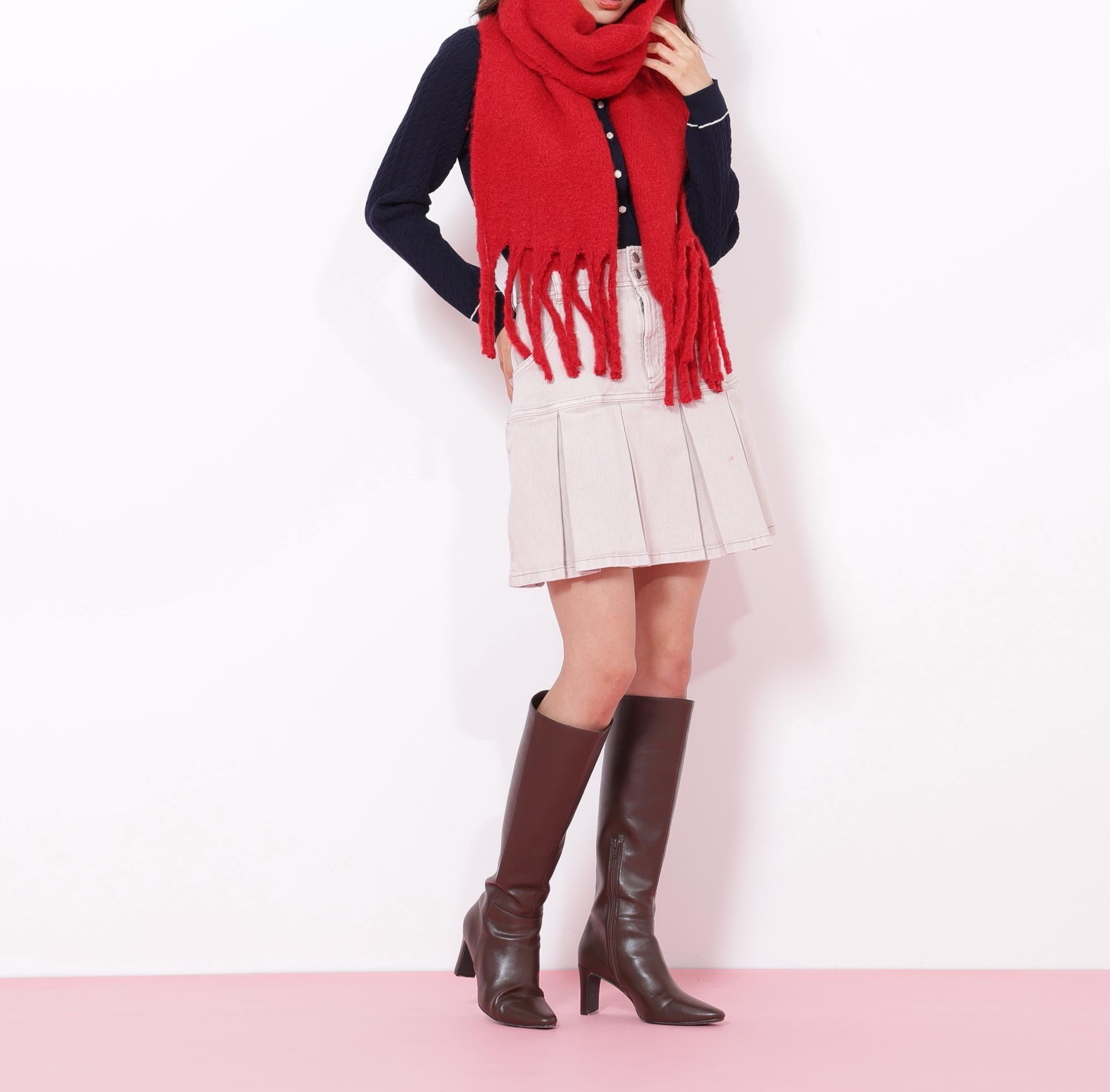 ループヤーンフラッフィーストール レッド