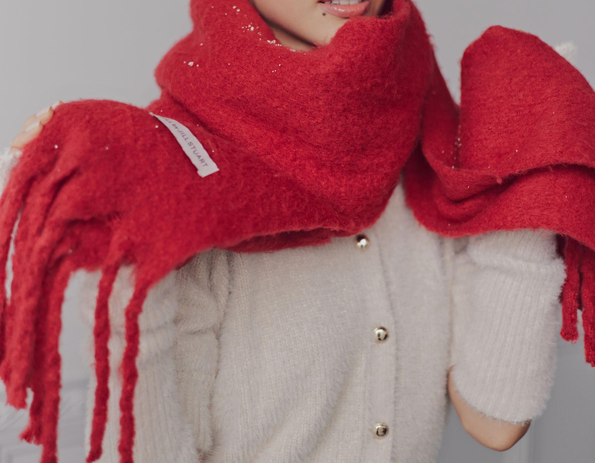 ループヤーンフラッフィーストール レッド